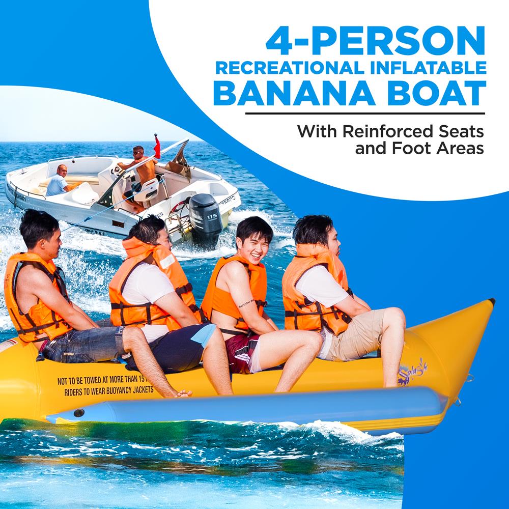 Inflatable Banana Boat for Water Sports - Fun Family Ride for Lakes, Beaches & Pools - Durable PVC Floating Tube with Handles for Summer Activities