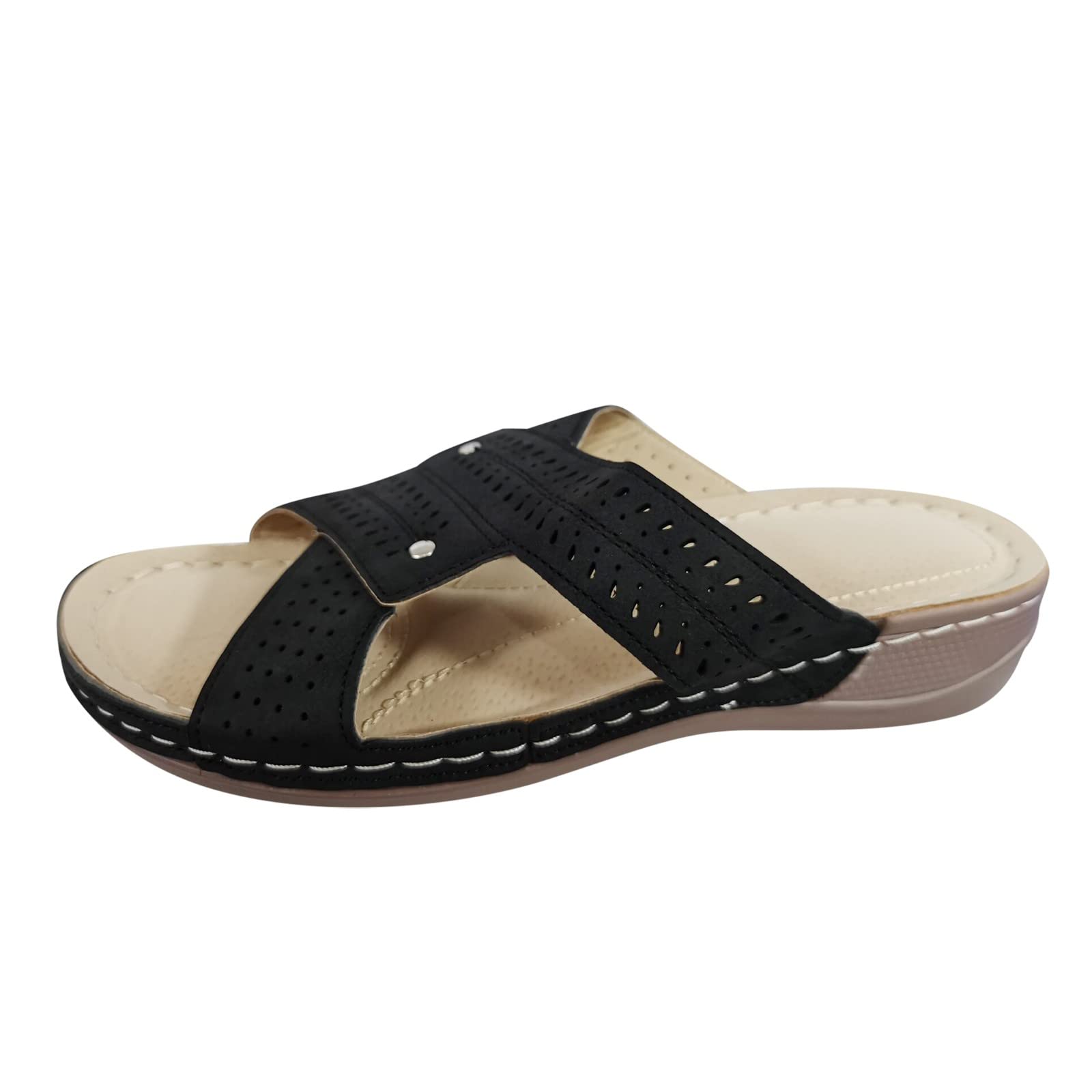 Women's Summer Casual Slip-On Flat Sandals - Breathable Comfortable Leisure Shoes with Thick Wedge Sole | Perfect for Beach, Vacation, and Everyday Wear