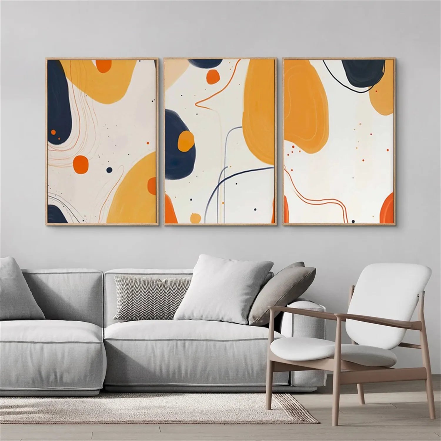 Abstract Tranquility Wall Art Set of 3 - Modern Minimalist Canvas Prints for Living Room, Bedroom & Office Decor - #WS184