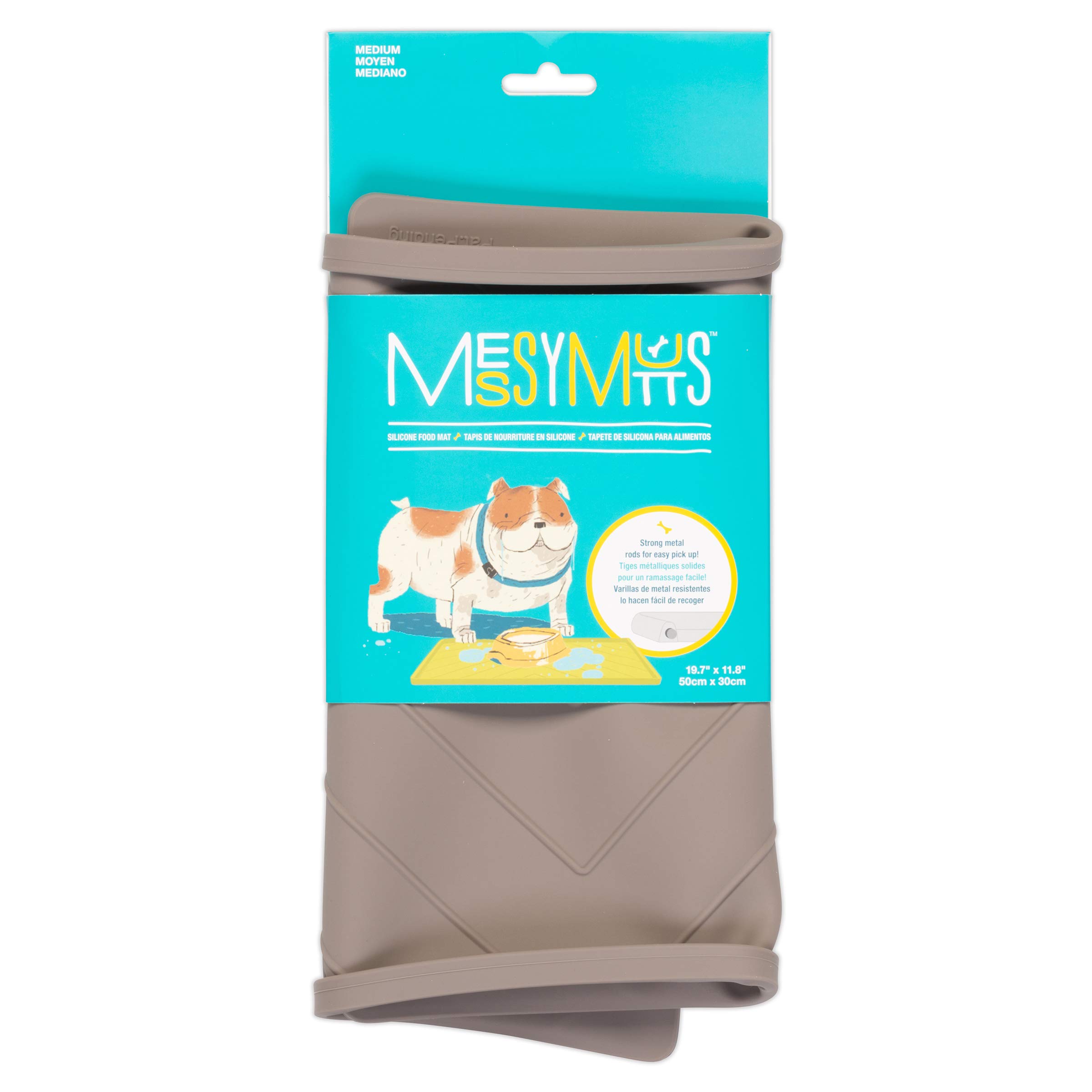 **Non-Slip Silicone Dog Bowl Mat with Raised Edge & Metal Rod Reinforcement | Spill-Proof Pet Feeding Mat for Dogs & Cats | Large 24” x 16” Dark Grey | Perfect for Messy Eaters & Easy Cleanup**