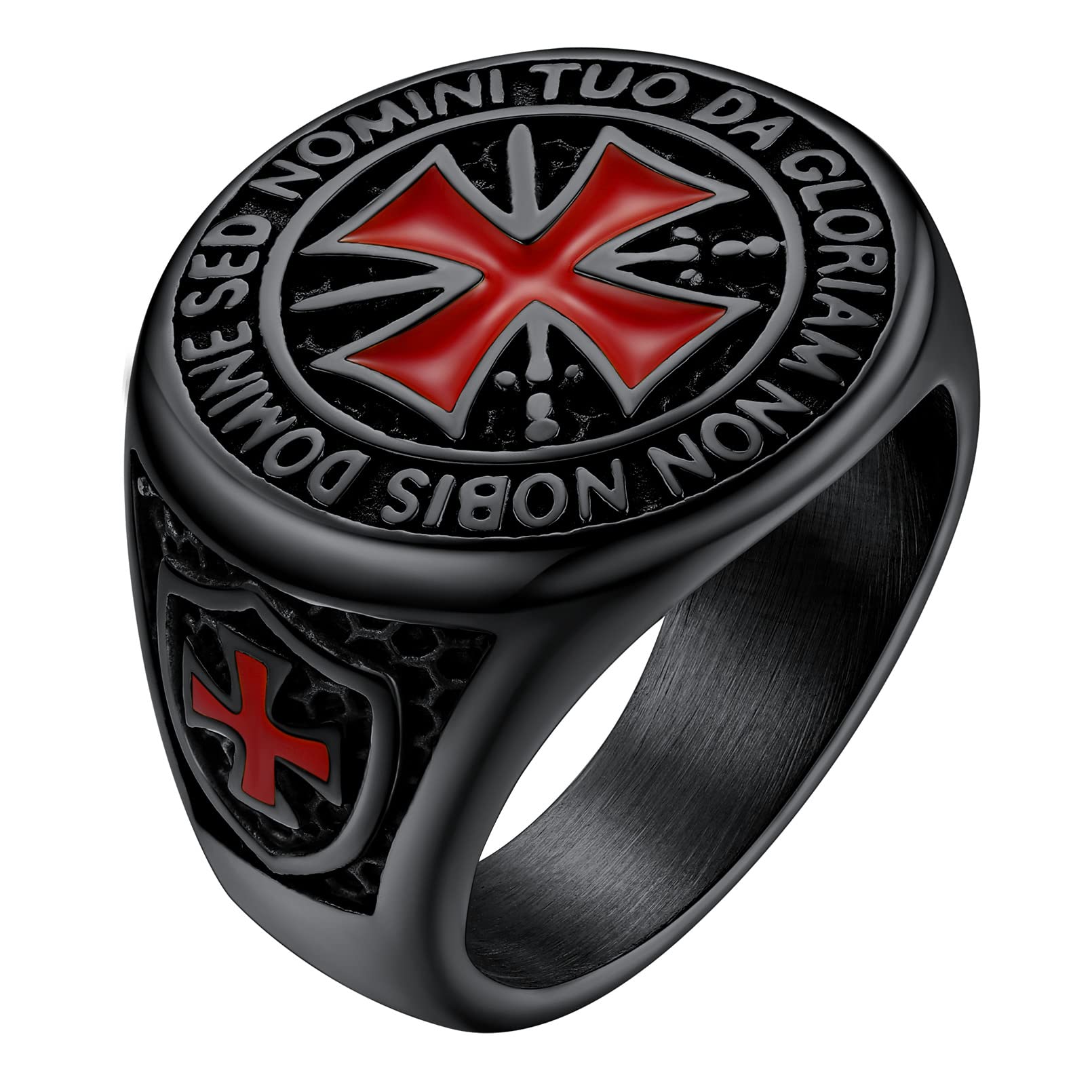 FaithHeart Templar Rings for Men, Stainless Steel Crusader Cross Biker Ring - Perfect for Gifts & Medieval Style Lovers