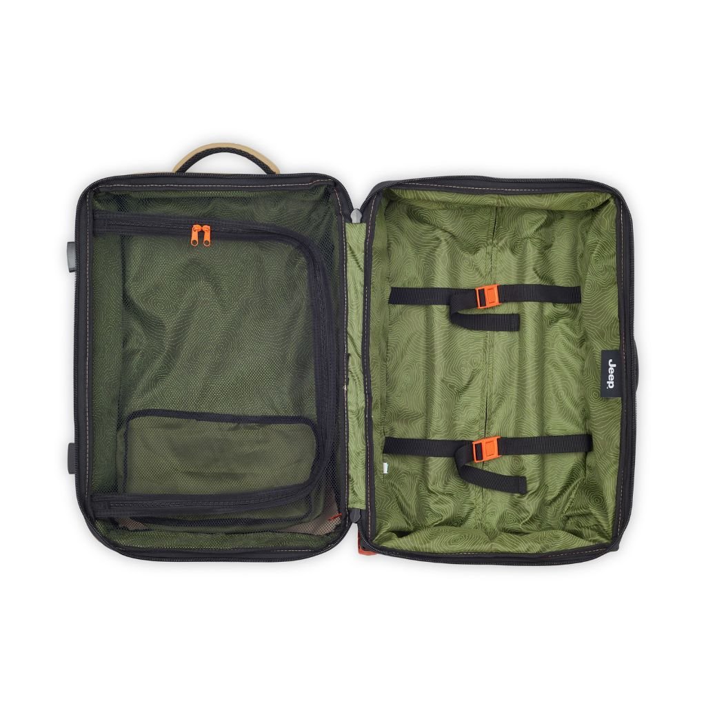 Jeep 55cm 2-Wheel All-Terrain Rolling Duffle Bag for Travel & Outdoor Adventures - Warm Sand Color | Perfect for Camping, Road Trips & Airplane Carry-On
