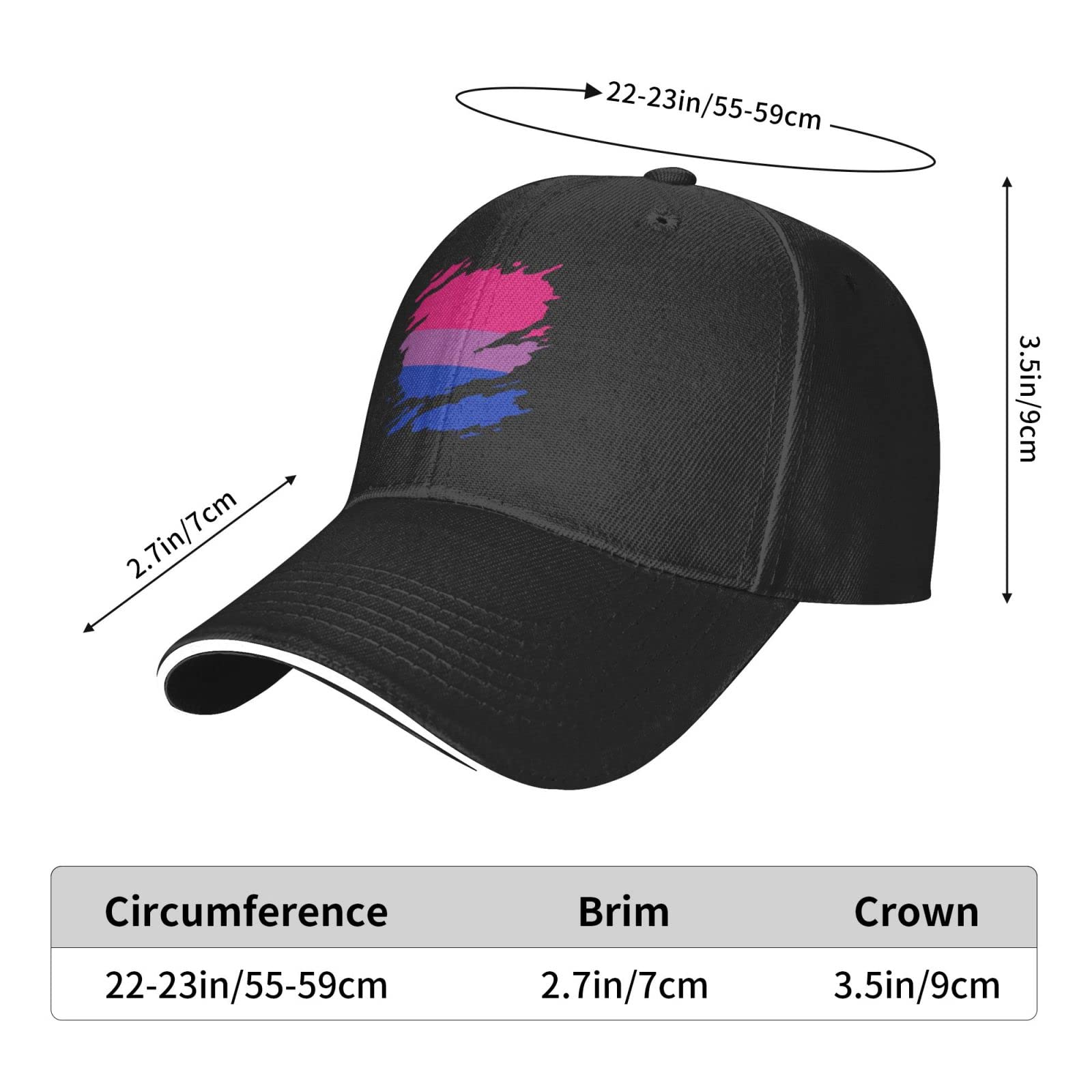 Bisexual Pride Flag Sandwich Hat - Adjustable Baseball Cap for Men & Women - Unisex Dad Hat for LGBTQ+ Support, Casual Wear & Outdoor Events