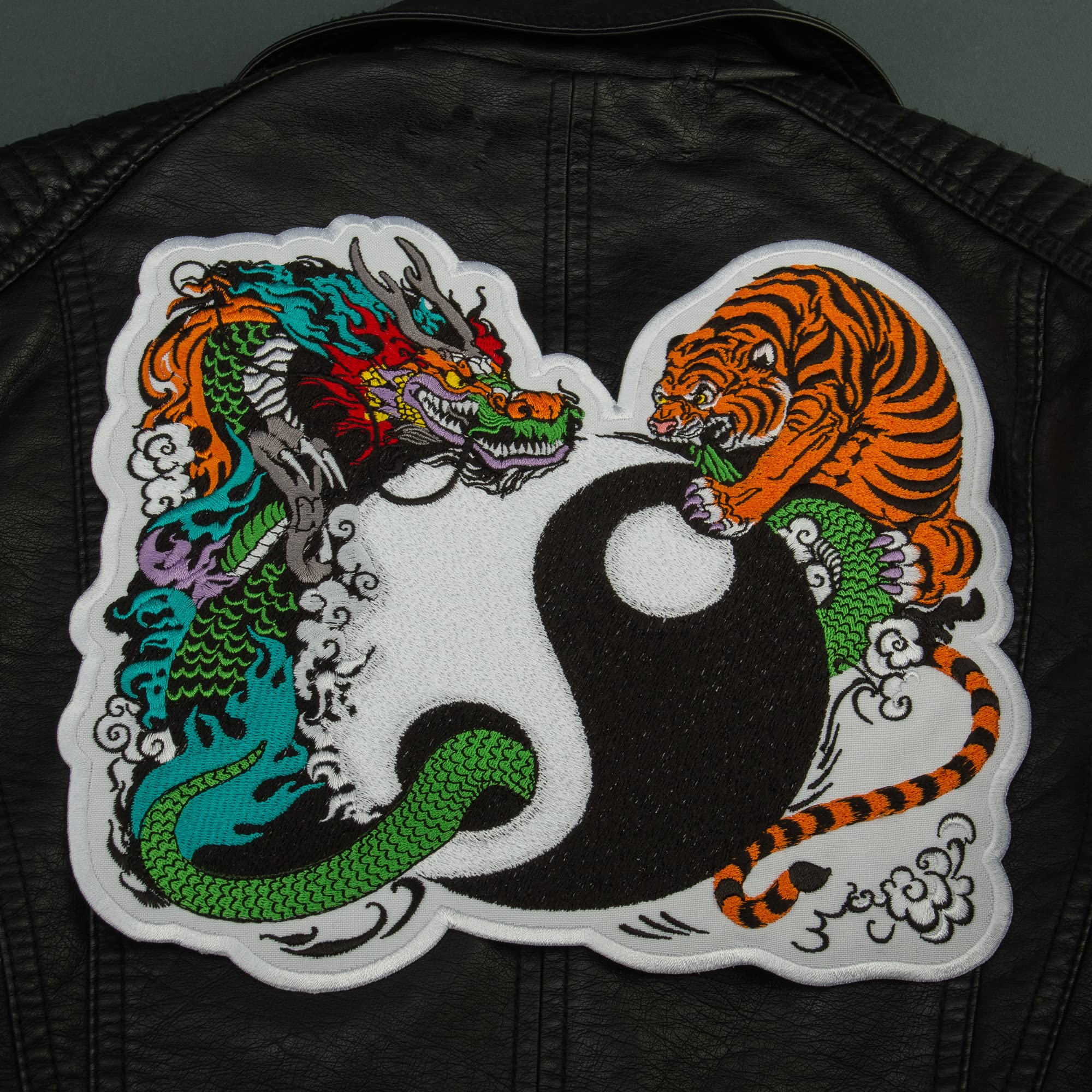 Yin Yang Dragon Tiger Embroidered Iron On Patch 8