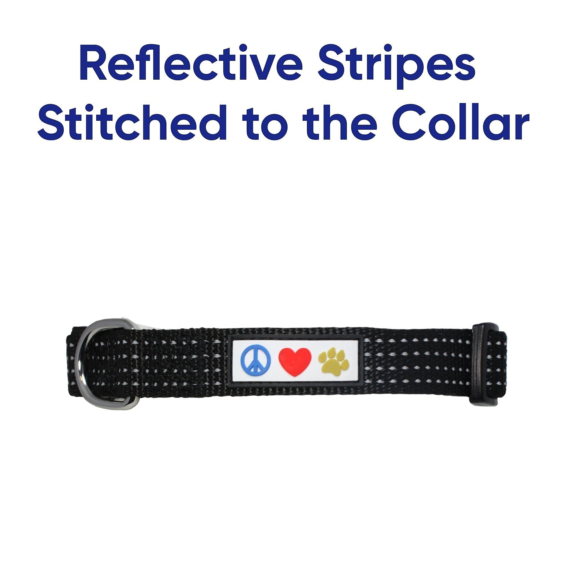Pawtitas Reflective Dog Harness, Collar & Leash Set - Small & XS Sizes, Black | High Visibility Safety Gear for Night Walks, Jogging & Outdoor Adventures