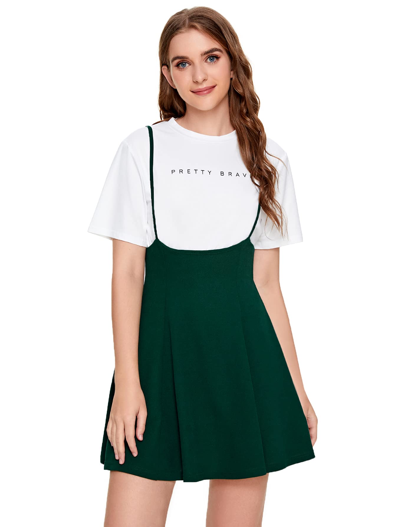 SheIn Women's High Waist Flared Suspender Skirt Overall Dress - Stylish Denim Jumpsuit for Casual Outings, Date Nights & Spring Fashion