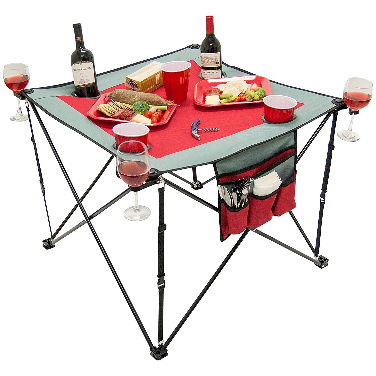 Portable Folding Wine Table for Outdoor Use - Lightweight & Compact Design for Camping, Beach, Picnic, and Patio Parties | Perfect for Wine Lovers & Entertaining Guests