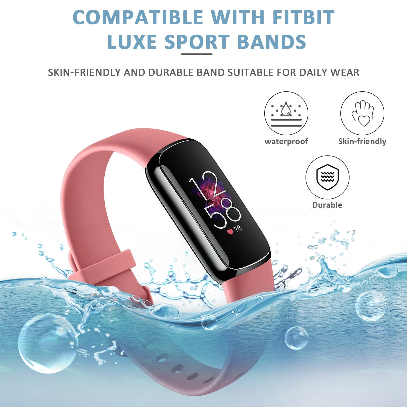 Fitbit Luxe Bands - Soft Silicone Sport Straps for Women & Men | Workout & Daily Wear