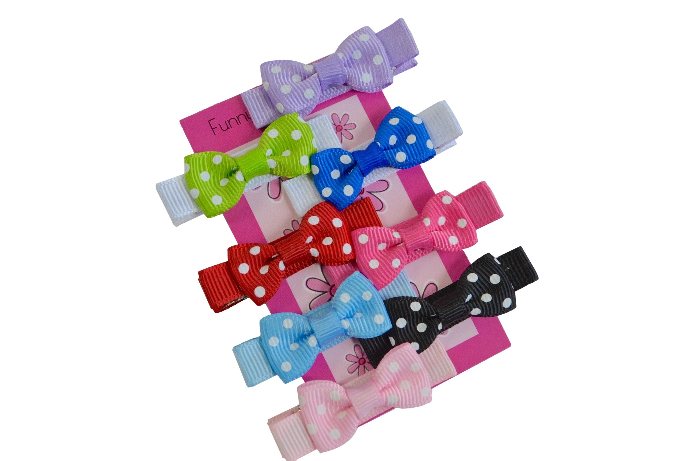 8-Piece Polka Dot Hair Bows Set with Alligator Clips & Free Bow Holder - Cute Hair Accessories for Girls, Women | Perfect for Parties, Weddings, Daily Styling by Funny Girl Designs