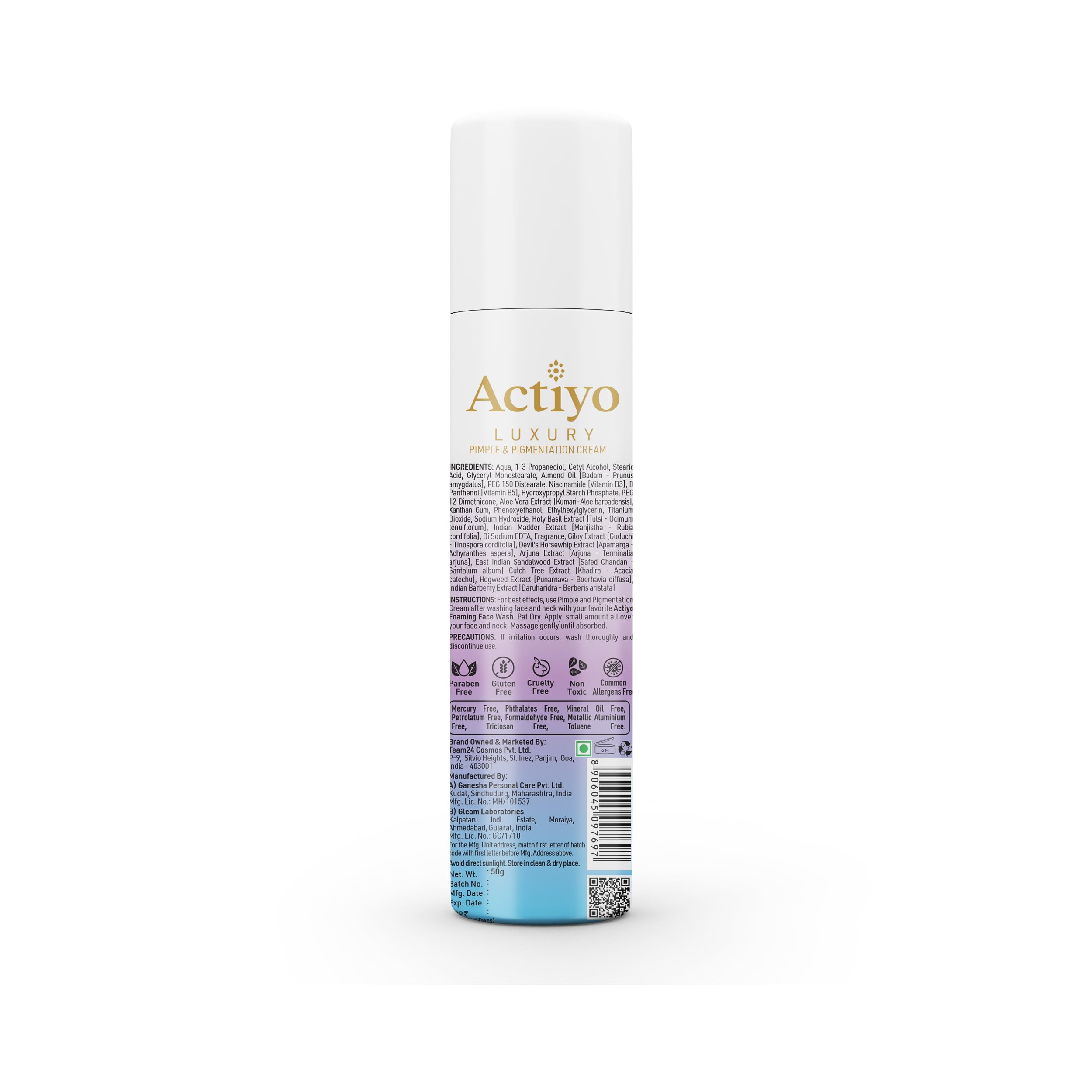 Actiyo® Luxury Acne & Pigmentation Cream with Ancient Indian Herbs - Vitamin Enriched for Clear Skin & Even Tone (50g) - Perfect for Daily Skincare & Acne Treatment