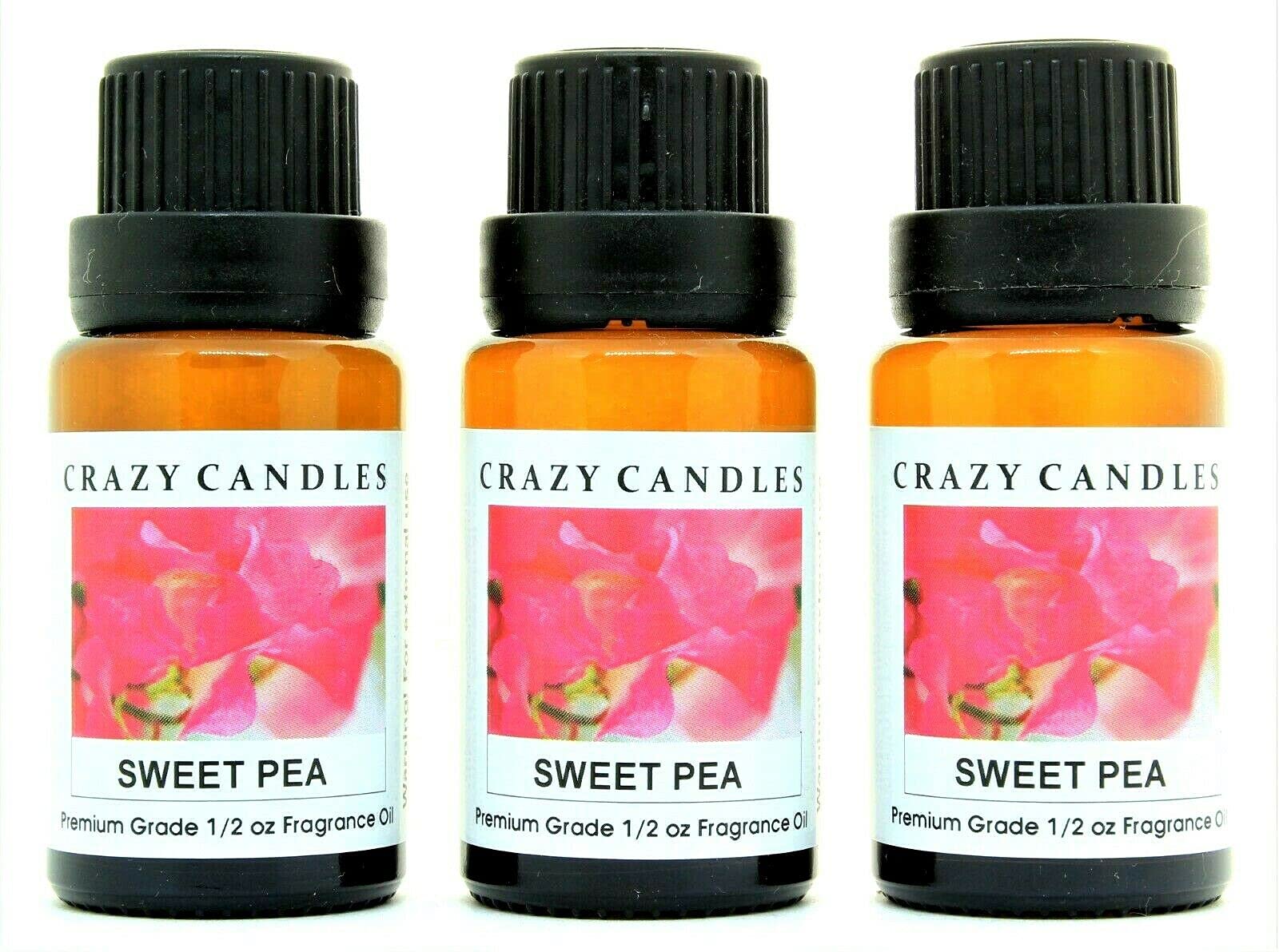Premium Sweet Pea Scented Fragrance Oil - 3 Pack (1/2 FL Oz/15ml Each) - Aromatherapy, Candle Making, Soap & Diffuser Blends - Home & Spa Relaxation