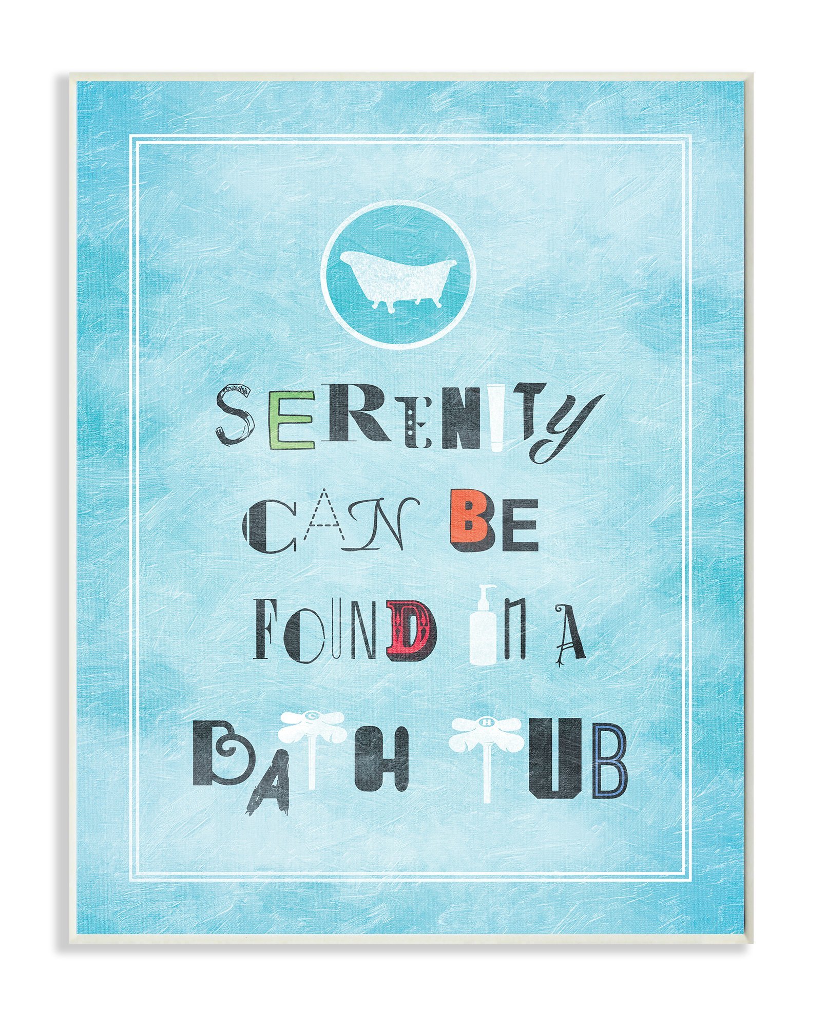 Stupell Home Décor Serenity Found in Hot Tub Icons Wall Plaque Art - 10 x 0.5 x 15 Inches - Handmade in USA - Perfect for Bathroom, Spa, or Relaxation Room Decor
