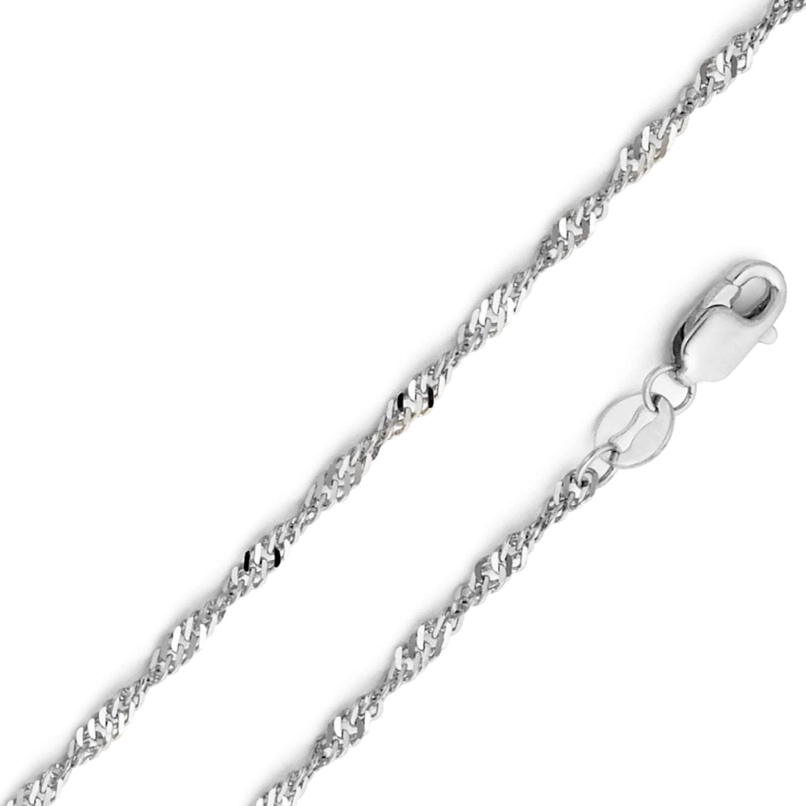 14K Yellow, White & Tri-Color Gold Chain Necklace for Men & Women - 1.8mm Solid Singapore Gold Necklace with Lobster Clasp | Perfect for Everyday Wear, Gifts & Special Occasions
