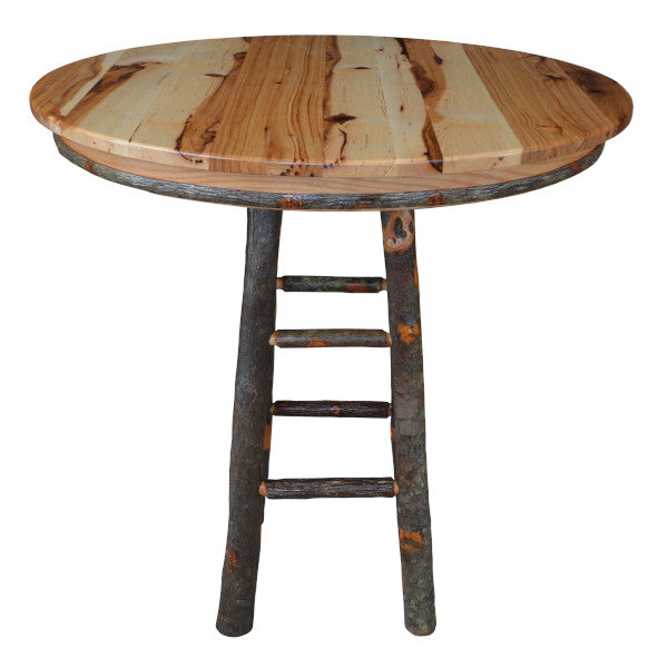 Round Hickory Bar Table - Rustic Wood Counter Height Table for Kitchen, Dining Room & Pub - Perfect for Entertaining & Small Spaces
