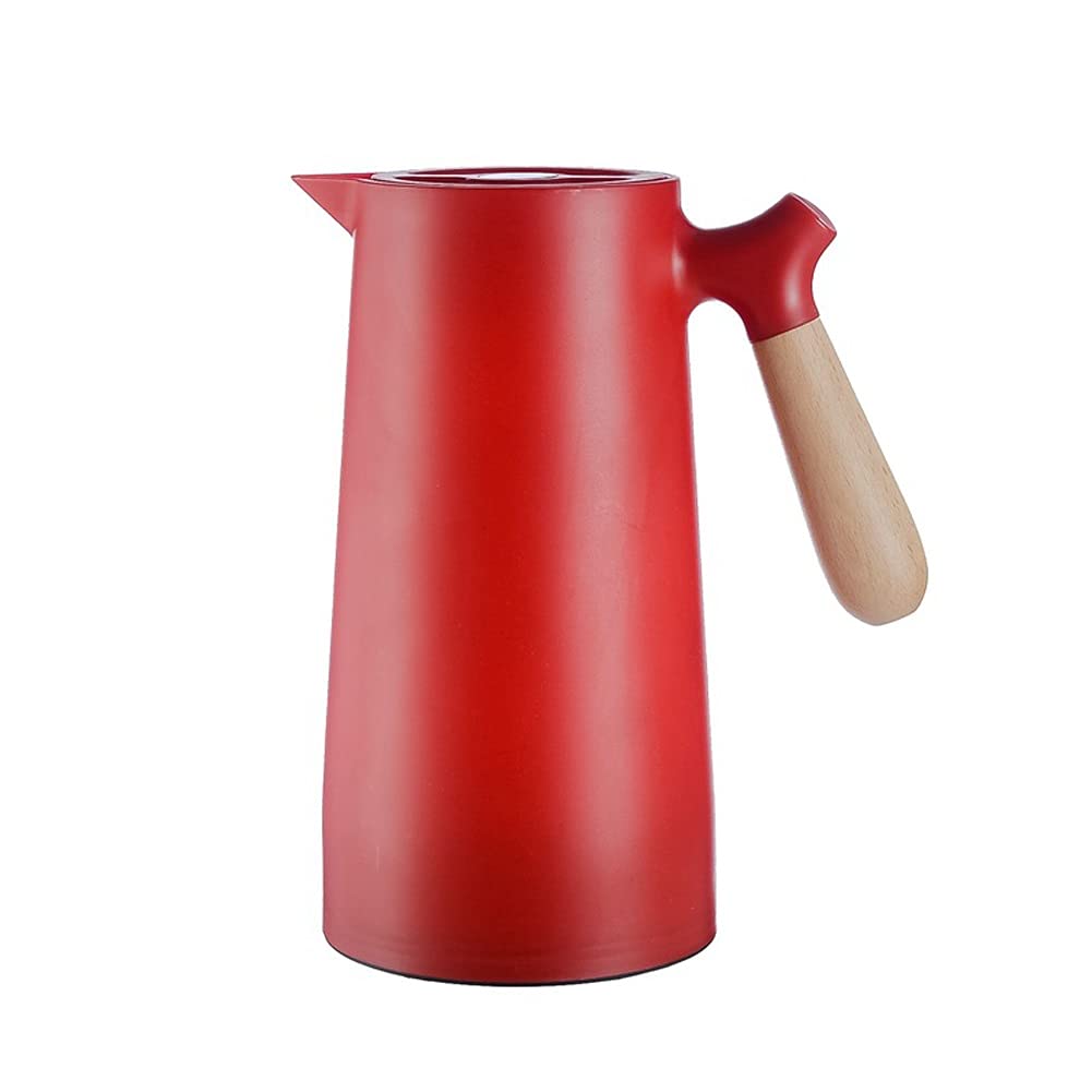 1L Large Capacity Nordic Insulated Thermos Bottle - Stainless Steel Vacuum Flask with Glass Liner for Hot & Cold Drinks - Perfect for Home, Office, Travel, Camping & Outdoor Activities (Red)