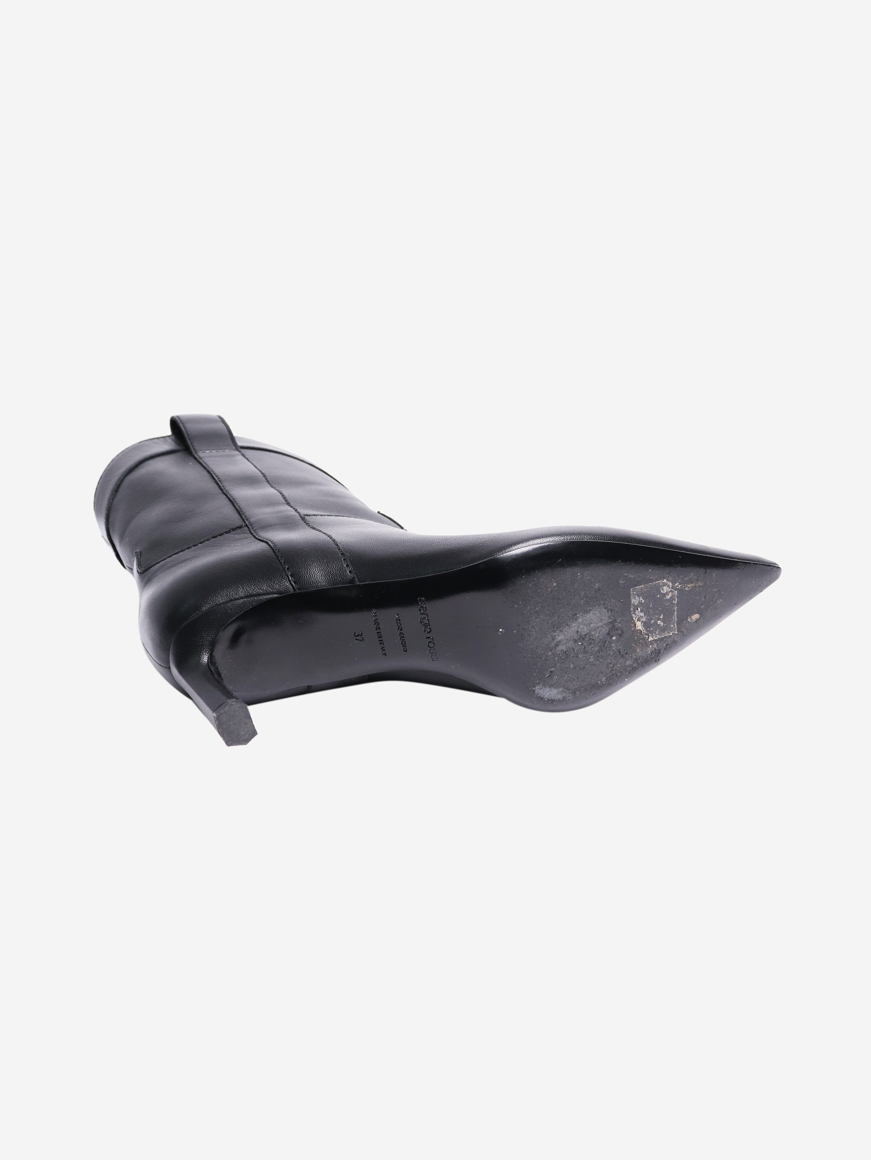 Black Leather Ankle Boots for Women - Size EU 37 (US 7) - Stylish & Comfortable for Casual Wear, Office & Night Out