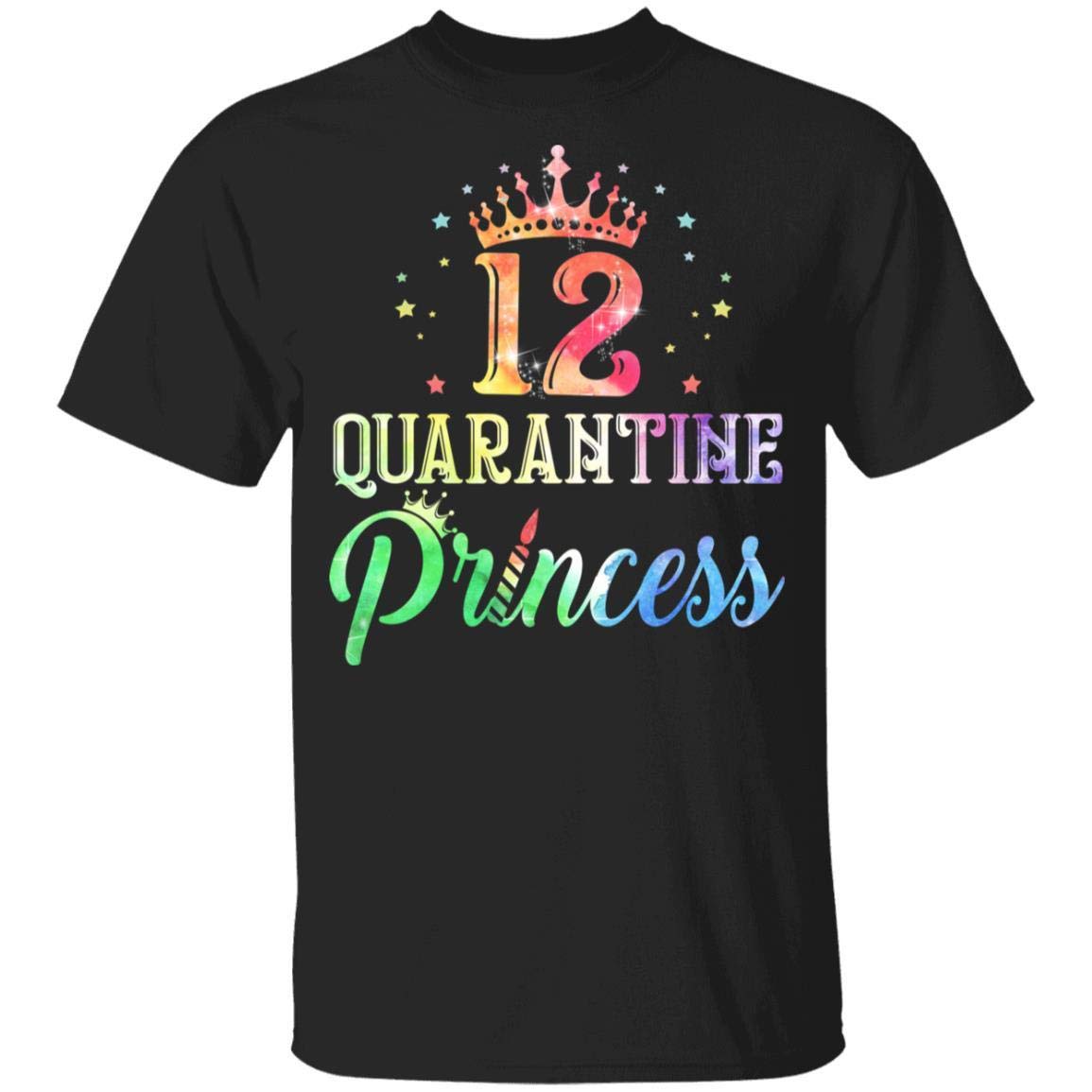 12 Quarantine Princess Happy Birthday T-Shirt for Kids - Short Sleeve Cotton Tee - Perfect for Birthday Parties & Celebrations