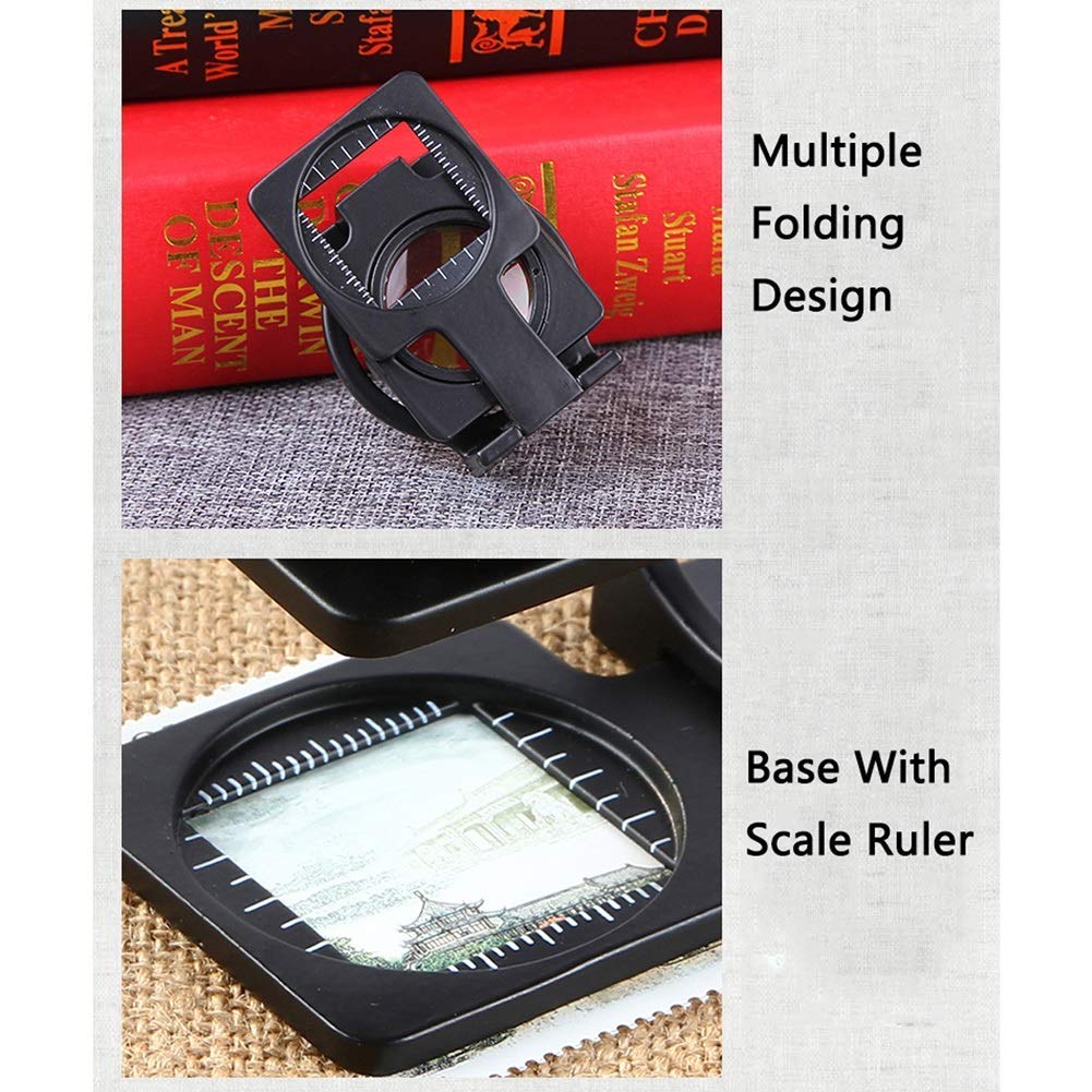 20X HD Optical Glass Magnifier - Full Metal Frame Folding Reading Magnifying Glass for Books, Photos, Stamps & Jewelry Inspection - High Definition Lens for Seniors & Hobbyists