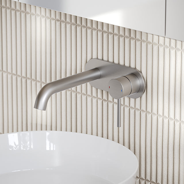 Caroma Liano II Wall Mounted Bathroom Faucet Set - Lead-Free Brushed Nickel Finish - Perfect for Modern Bathrooms & Vanities