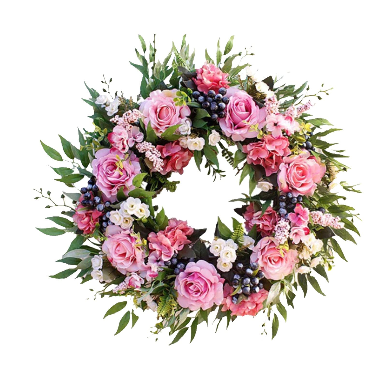 55cm Silk Rose Garland Wreath - Elegant Floral Door & Wall Decor for Home, Wedding, Party | Perfect for Front Door Decorations, Bridal Showers, Spring Decor & Photo Backdrops