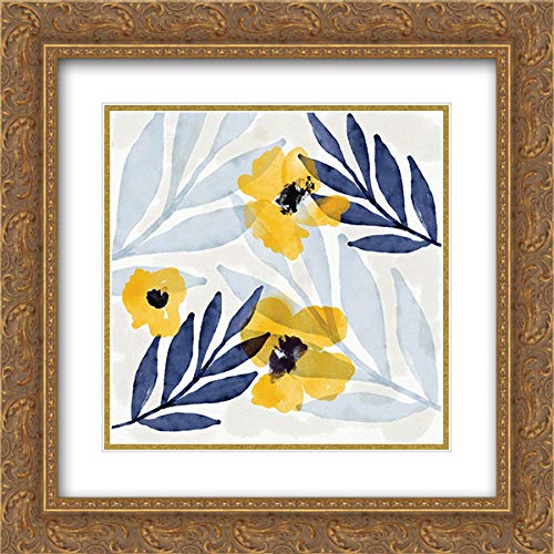 15x15 Gold Ornate Framed Double Matted Museum Art Print - Yellow Flowers II by Linda Woods | Elegant Home Decor for Living Room, Bedroom & Office