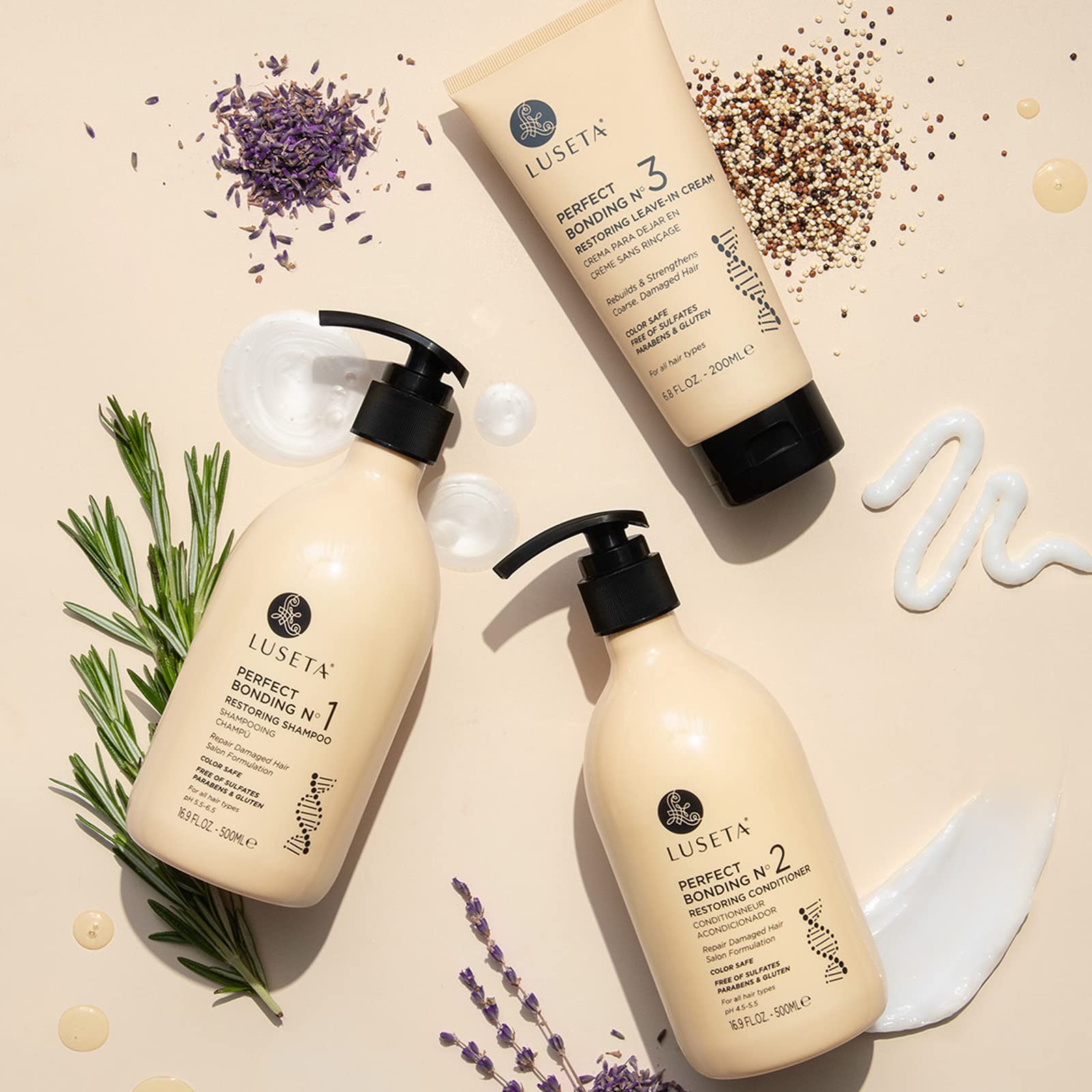 **Luseta Rosemary Oil Shampoo & Conditioner Set - Sulfate-Free, Acidic Bonding for Hair Repair & Loss Prevention - 2 x 16.9 oz - Ideal for Damaged, Dry & Color-Treated Hair - Salon-Quality Women's Hair Care Routine**