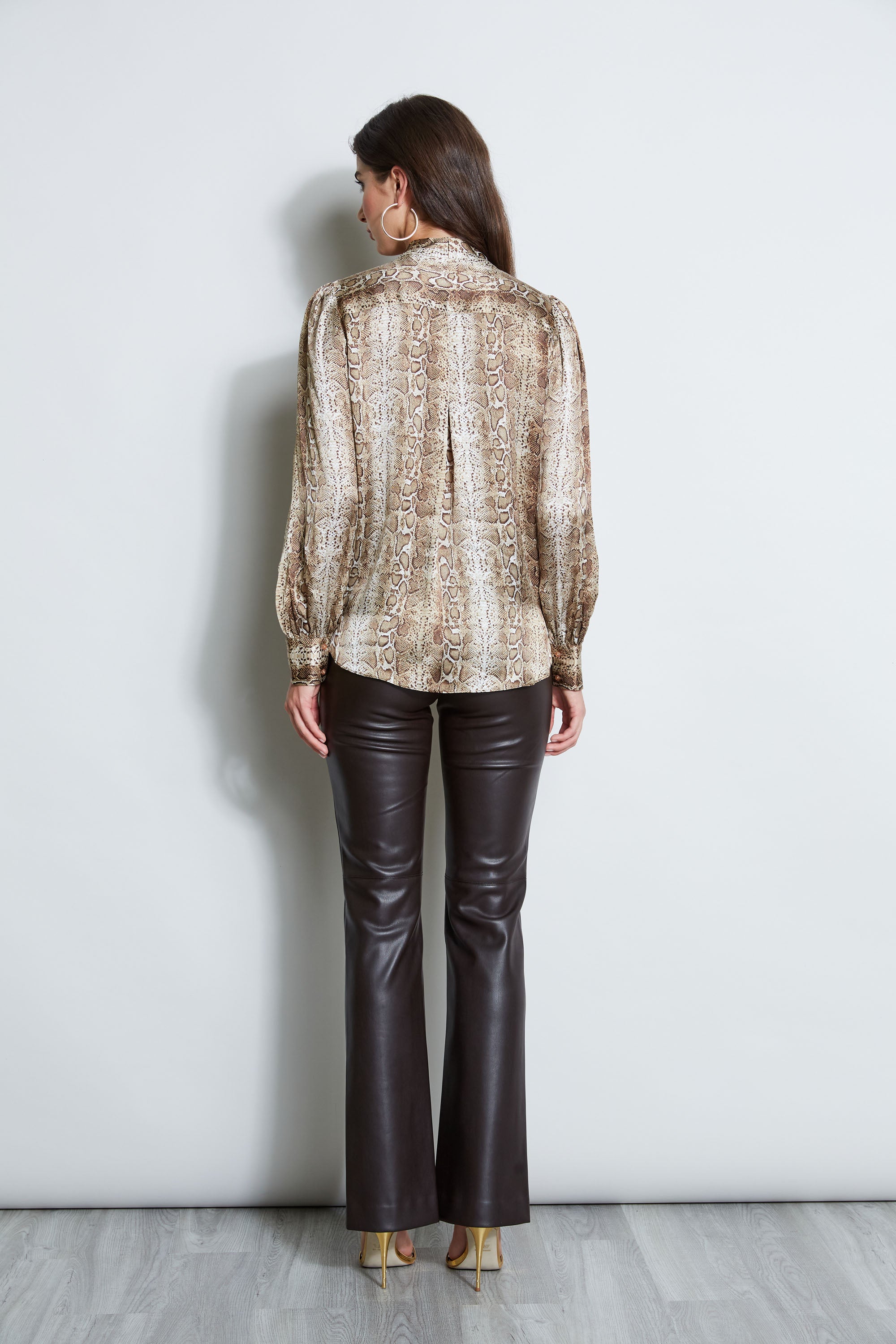 Silk Satin Python Print Draped Shirt for Women - Elegant Blouse for Party, Evening & Special Occasions