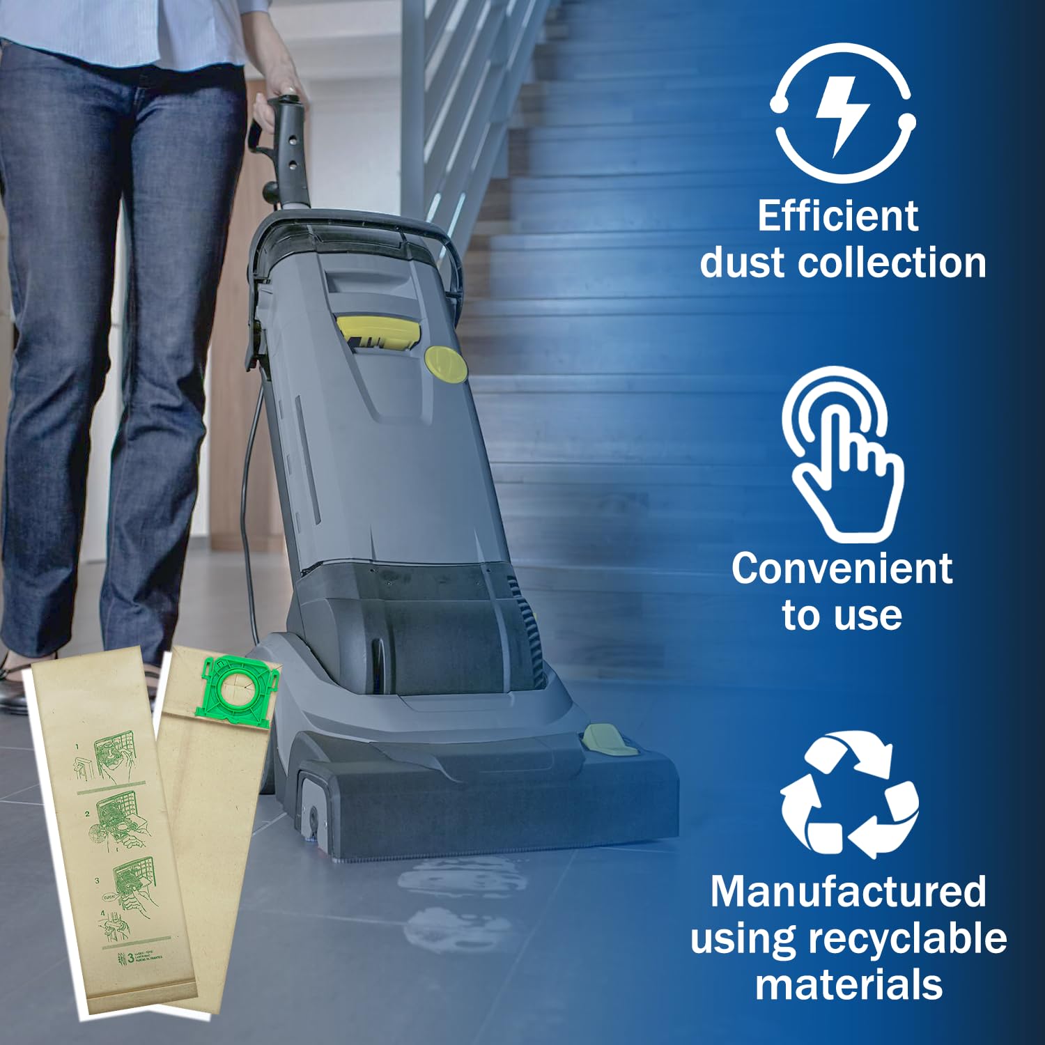 HASMX 10-Pack Replacement Vacuum Bags for Windsor Sensor S12 Vacuum Cleaner - Compatible with Part Numbers 5300, 5300REP, 86000500 - Perfect for Home Cleaning, Pet Hair Removal & Allergen Control
