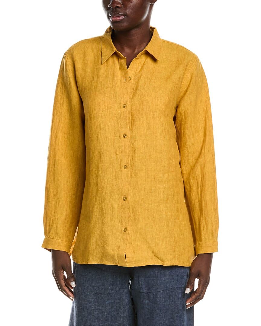 EILEEN FISHER Classic Linen Shirt for Women - Comfortable & Breathable Summer Blouse - Perfect for Office, Travel & Casual Wear