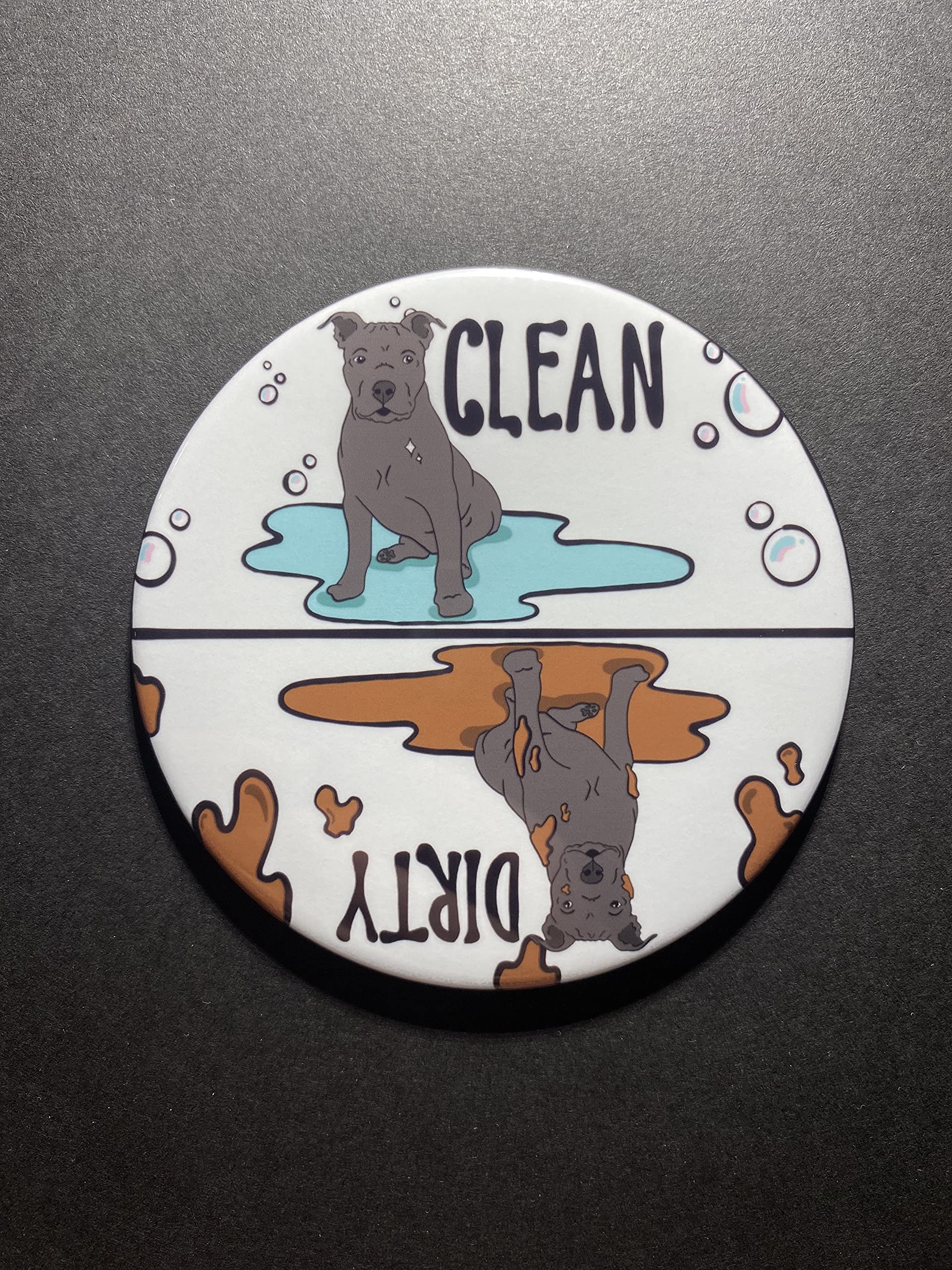 Handmade Black Pit Bull Dishwasher Magnet - Cute Dog Kitchen Decor & Cleaning Accessory for Refrigerator, Dishwasher - Perfect for Pet Lovers & Home Organization