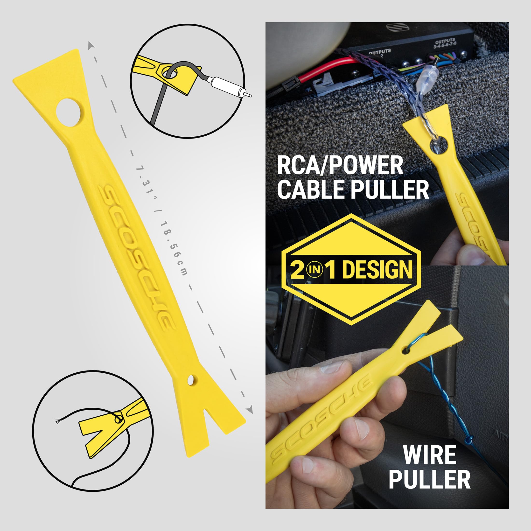 Scosche PRT3MX Auto Trim Removal Tool Kit - 3-Piece No Scratch Plastic Pry Set for Car Door Panels, Dashboard & Interior Trim - Safe for Clips, Push Rivets & Moldings - Yellow Automotive Repair Tools (Perfect for DIY Car Maintenance & Professional Auto Detailing)