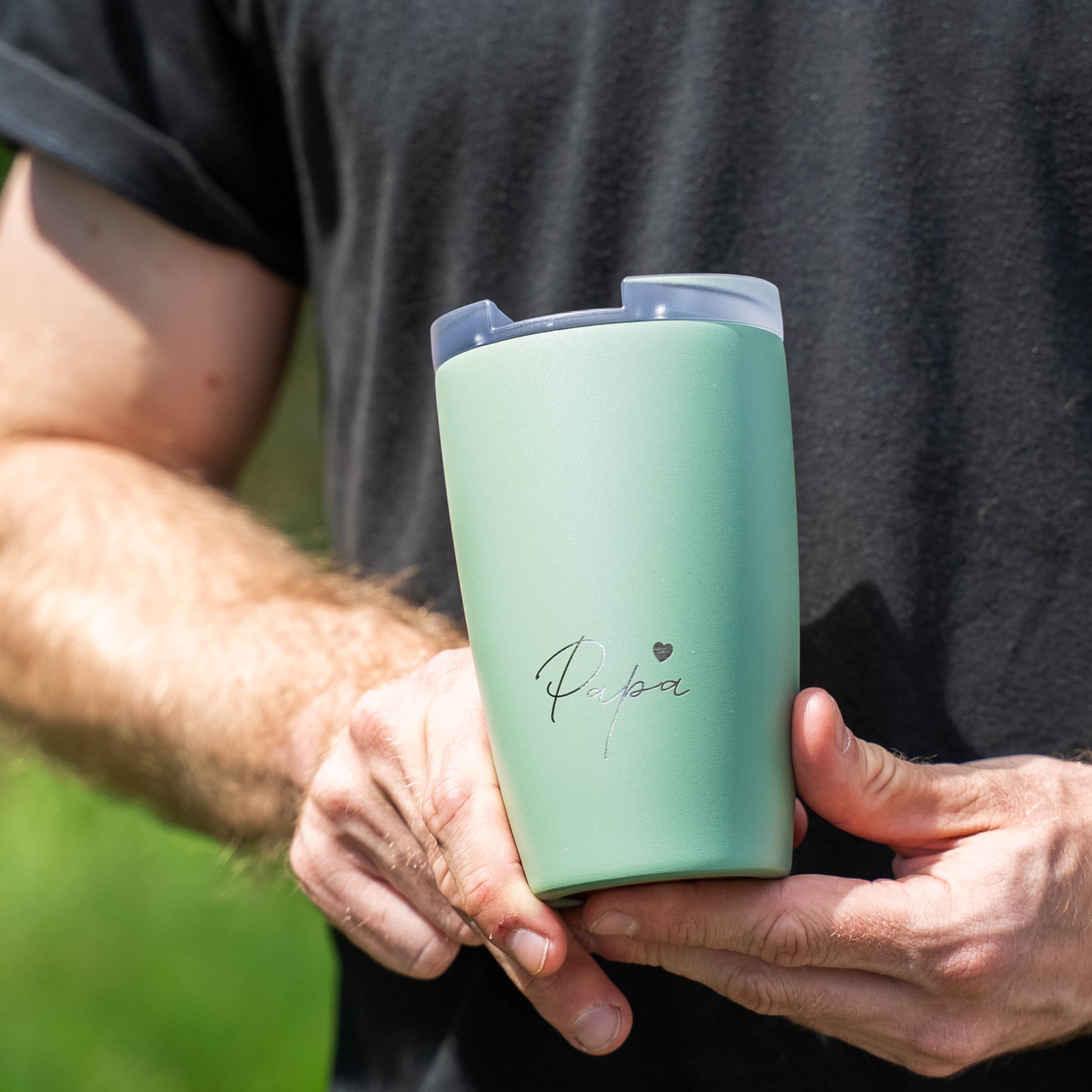 Sage Papa Magnetic Travel Mug - Insulated Stainless Steel Thermos for Coffee & Tea - Perfect for Office, Commuting & Outdoor Adventures