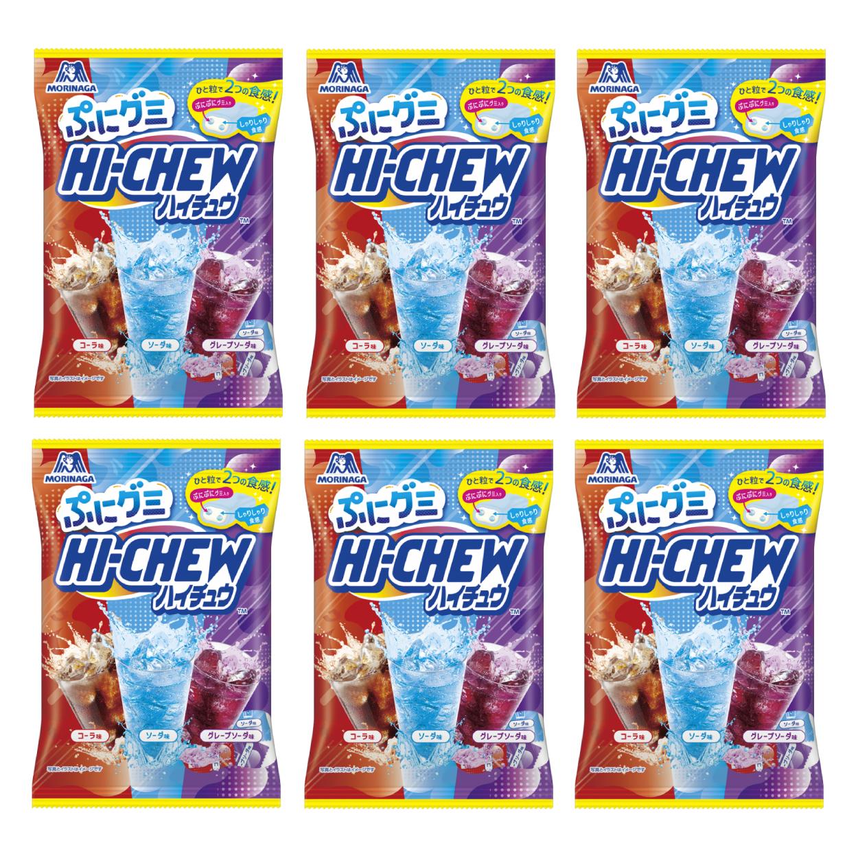 Morinaga Hi-Chew Assorted Soft Chewy Candy - 3 Soda Flavors (Strawberry, Grape & Melon) - 68g Pack of 6 | Japanese Fruit Snacks for Office, Travel & Party Treats