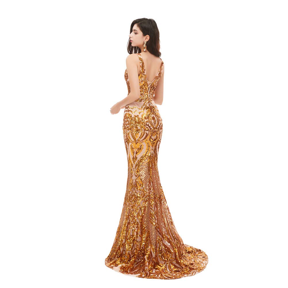 Datangep Women's Mermaid Sequin Prom Dress - Elegant V-Neck Evening Gown for Wedding, Party & Special Occasions | Perfect for Prom Night, Cocktail Events & Formal Gatherings