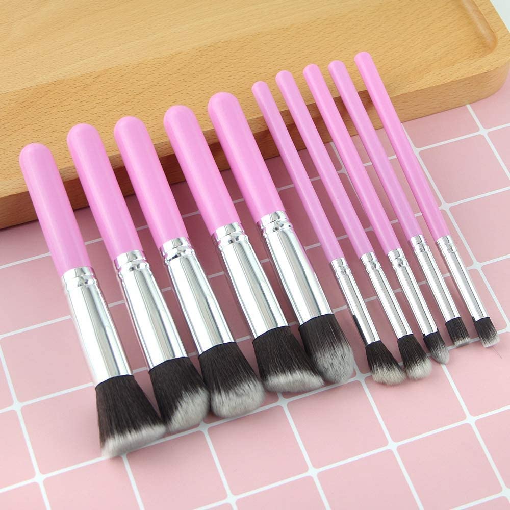 MASTADI Professional 10-Piece Fiber Bristle Makeup Brush Set for Women & Girls - Soft Kabuki, Foundation, Blending, Eyeshadow Brushes - Perfect for Daily Makeup, Contouring & Professional Makeup Artist Kit