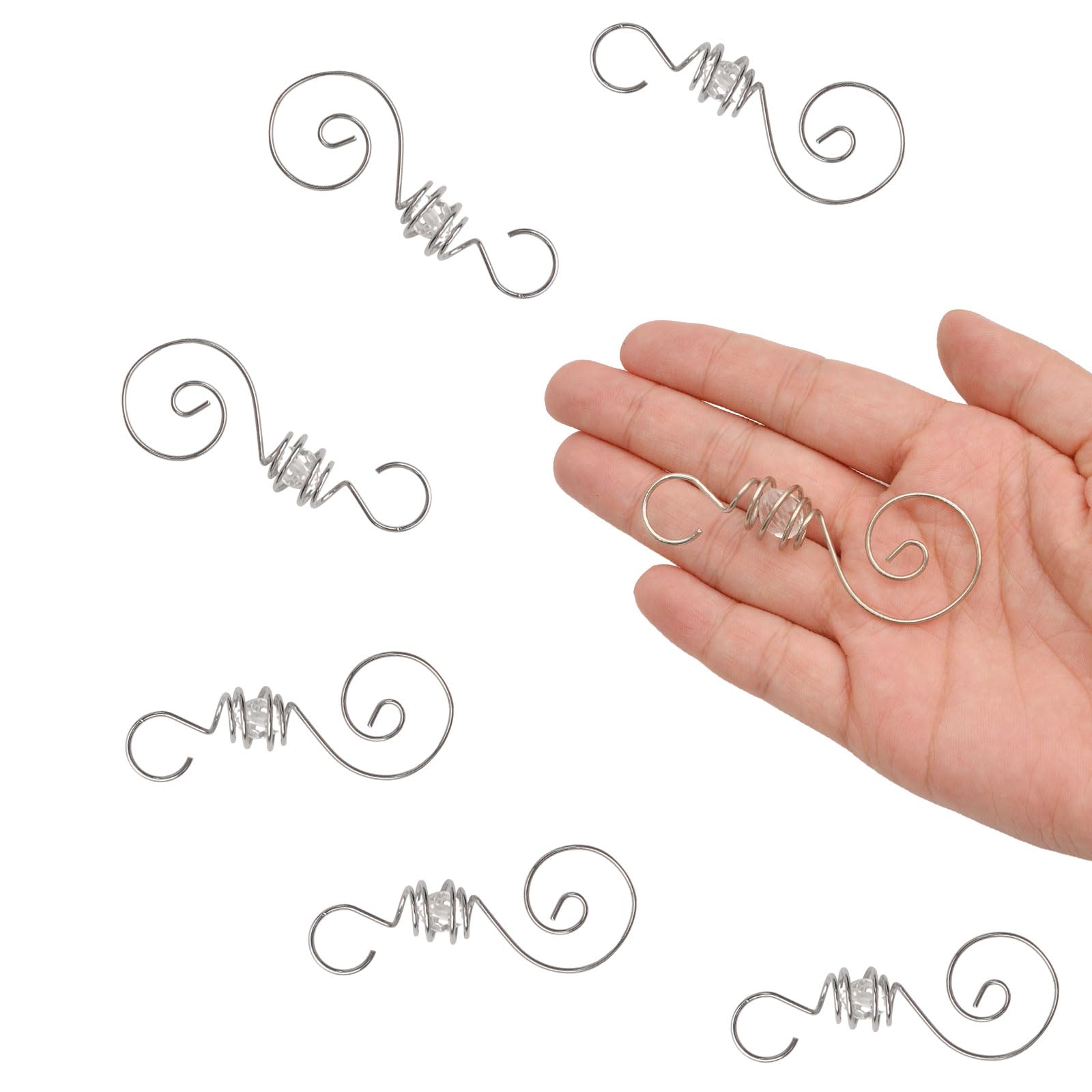 INCREWAY 24-Pack Transparent Beaded Ornament Hooks - Spiral Metal Wire Christmas Tree Hangers with Acrylic Crystal Beads for Holiday Decorations | Perfect for Hanging Ornaments, DIY Crafts & Home Holiday Decor