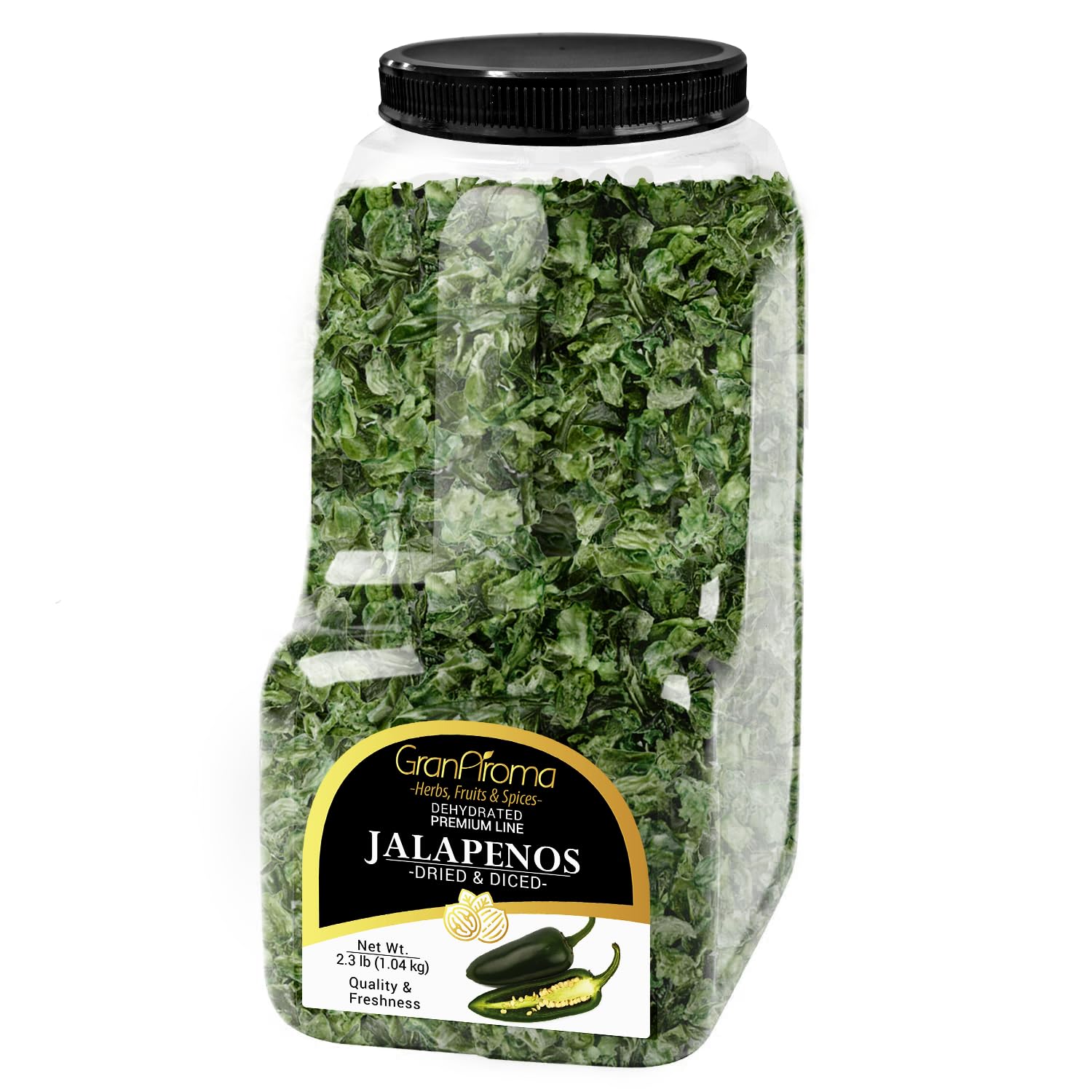 GranAroma Diced Jalapenos - Spicy & Flavorful Peppers for Cooking, Toppings, Salsas & Mexican Dishes - 2.3 Pound Bulk Pack - Perfect for Nachos, Tacos, Burgers & Pizza Toppings