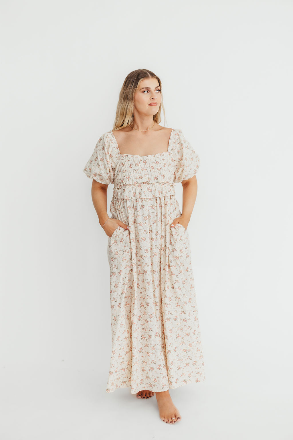 Finley 100% Cotton Peplum Midi Dress - Petal Pink | Bump & Nursing Friendly Maternity Dress | Perfect for Baby Showers, Nursing & Everyday Wear