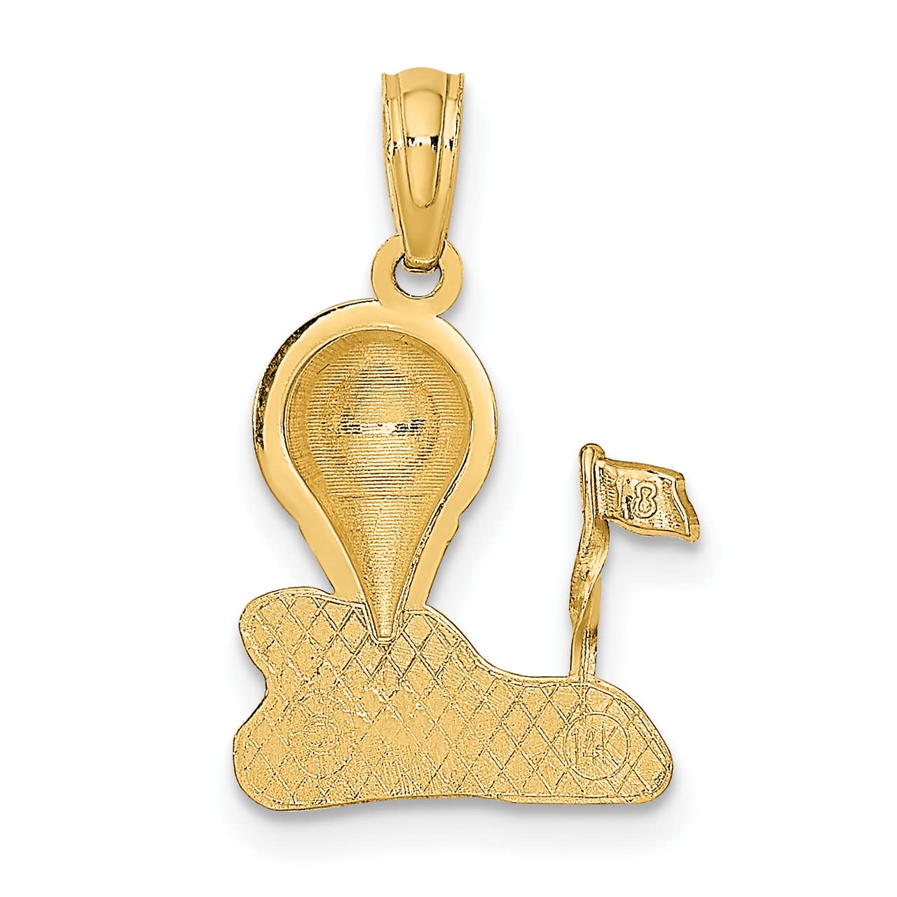 Lex & Lu 14k Solid Yellow Gold Polished Golf Charm Pendant - Perfect Gift for Golf Lovers & Jewelry Enthusiasts
