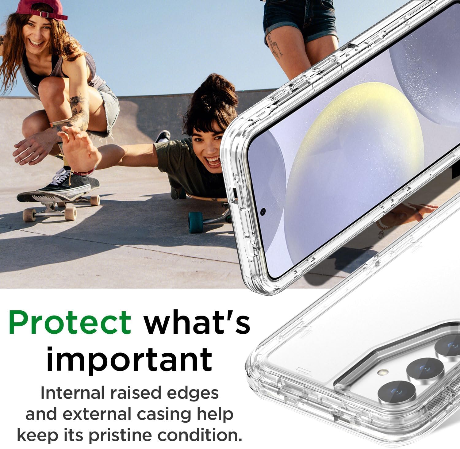 Samsung Galaxy S24/S25 Plus 3-Layer Crystal Clear Protective Case - Slim Fit, Shockproof & Scratch Resistant Cover for Everyday Use, Work & Travel