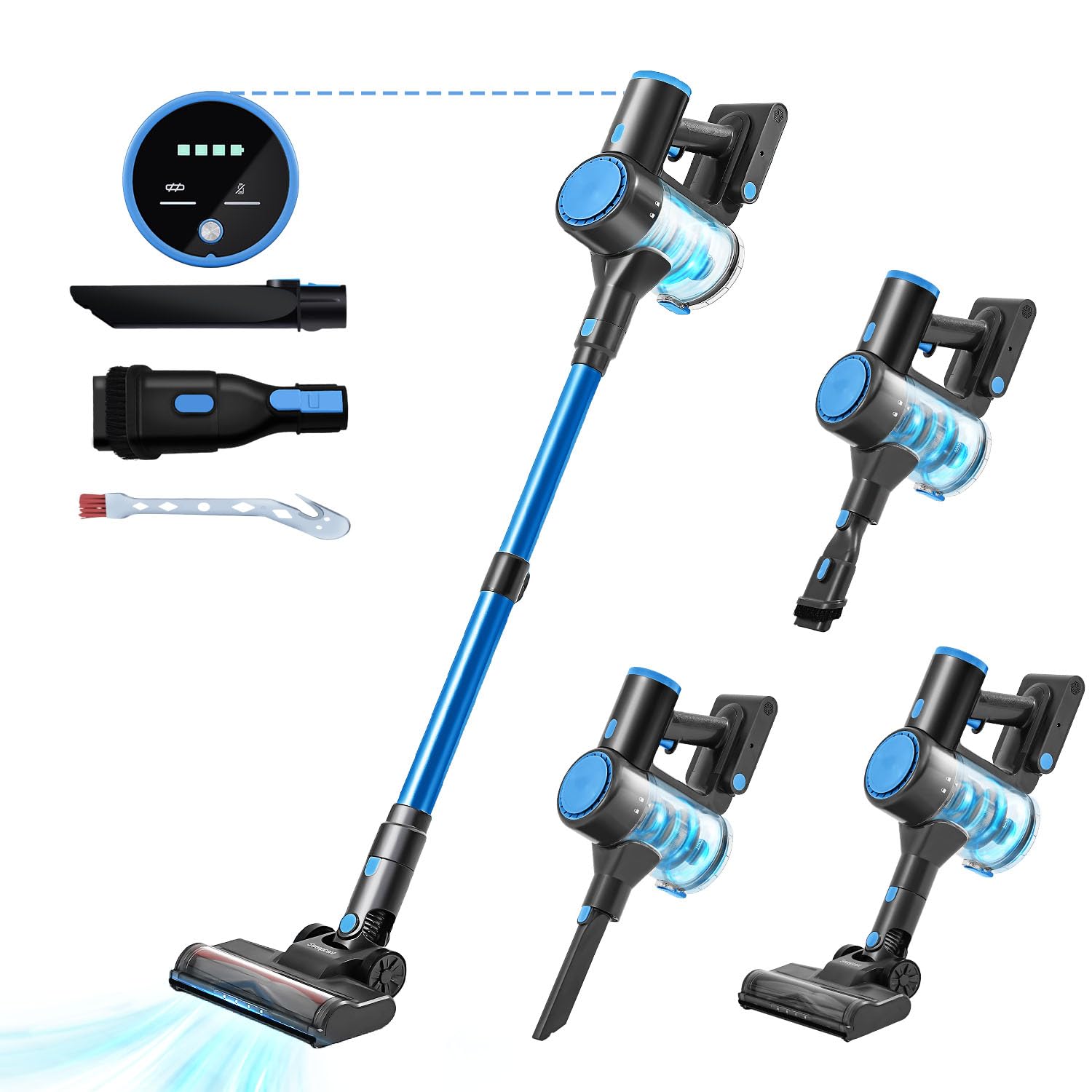 35KPa Powerful Cordless Stick Vacuum Cleaner with Rechargeable Battery & LED Headlights - Lightweight Handheld Vacuum for Pet Hair, Hard Floors, Carpets - Ideal for Home Cleaning, Car Detailing & Pet Owners