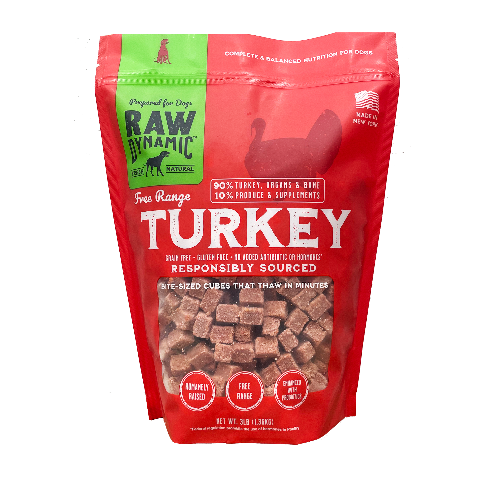 Premium Raw Frozen Turkey Cubes for Dogs – High-Protein Natural Dog Treats – Perfect for Training, Rewards & Dental Health