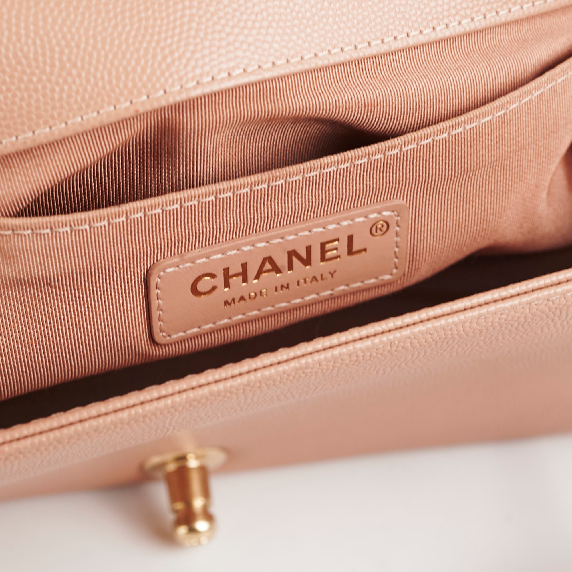 Chanel Old Medium Boy Bag in Beige Caviar Leather - Luxury Designer Handbag for Women, Perfect for Everyday Use & Special Occasions