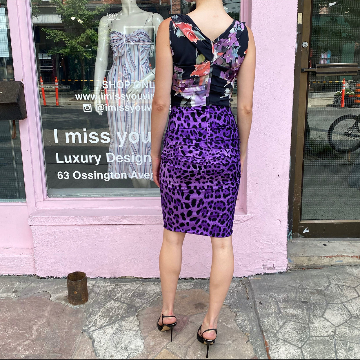 Dolce & Gabbana Women's Purple Leopard Floral Print Silk Dress Size S (US 4) - Elegant Evening Party & Cocktail Dress for Special Occasions