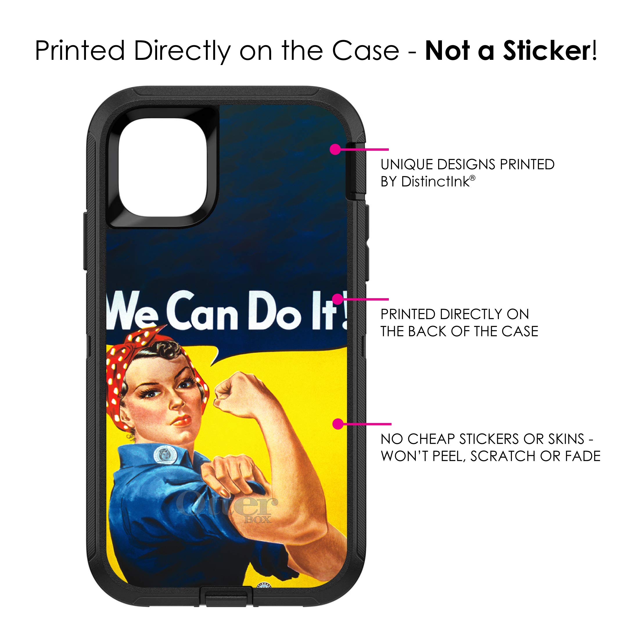 DistinctInk iPhone 11 Pro MAX Case (6.5 Inch) - Heavy Duty Protective Cover with Rosie The Riveter Design | Shockproof Replacement for OtterBox Defender | Perfect for Outdoor Activities, Work & Daily Use