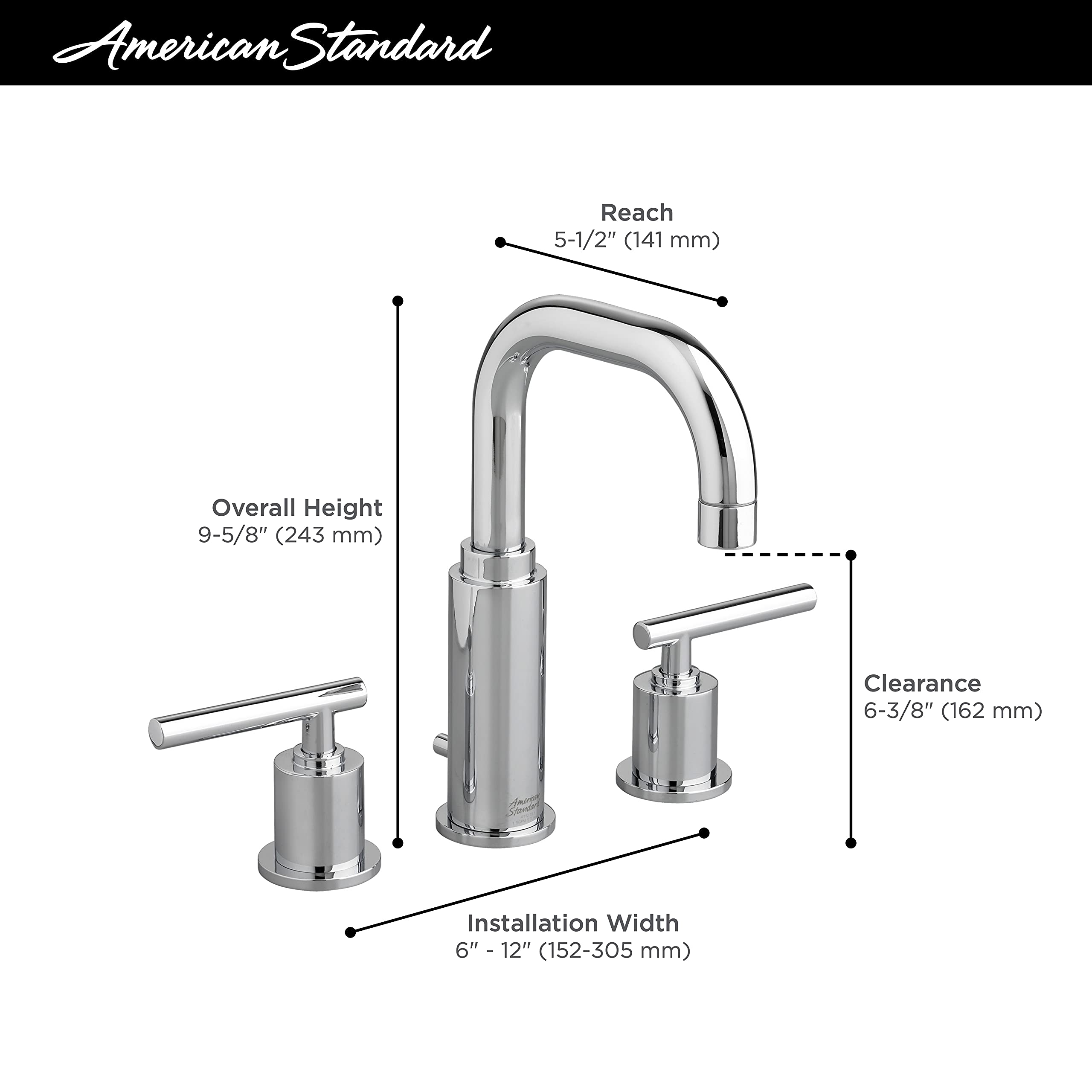 American Standard 2064831.002 Serin Widespread High-Arc Bathroom Sink Faucet with Metal Pop-Up Drain, Polished Chrome - Perfect for Modern Bathroom Vanities and Powder Rooms