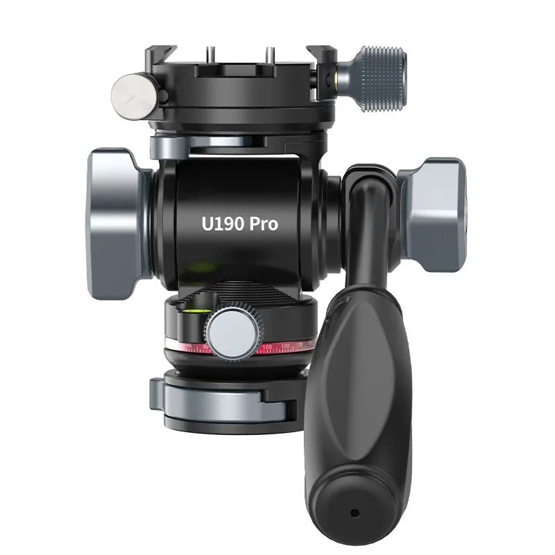 Ulanzi U 190 Pro Fluid Video Head Tripod Mount - Professional 360° Smooth Pan/Tilt Head for DSLR Camera, Smartphone, Action Cam - Perfect for Vlogging, Travel Filming & Live Streaming
