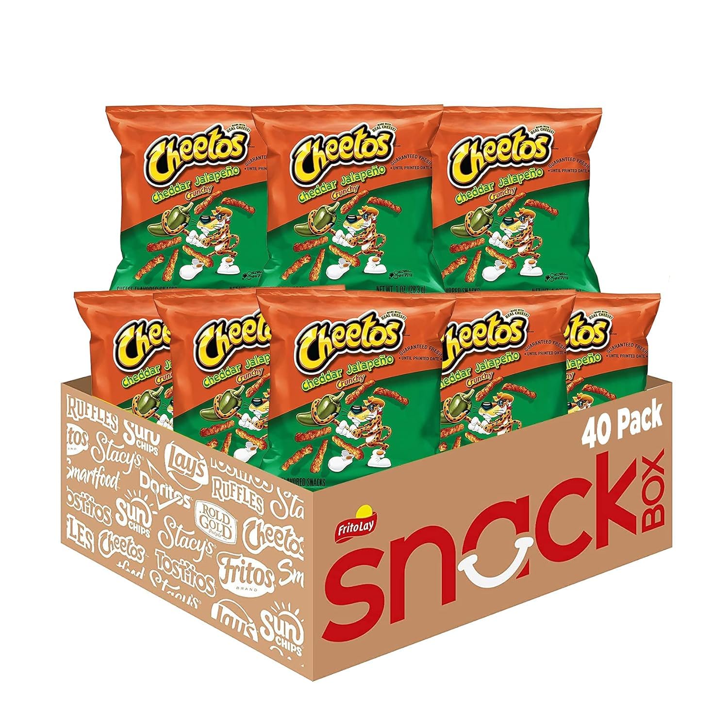 Crunchy Cheetos Cheese Flavored Snacks - Cheddar Jalapeno, 1oz (Pack of 40) | Spicy & Cheesy Party Snacks for Game Nights, Movie Time & Office Breaks