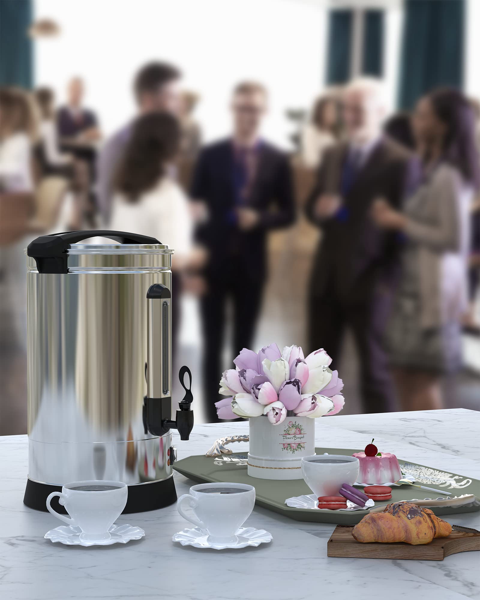 120 Cup Heavy Duty Commercial Coffee Urn - 18L Stainless Steel Hot Beverage Dispenser with Two-Way Spout for Catering, Meetings & Parties | Perfect for Large Events, Restaurants & Office Break Rooms