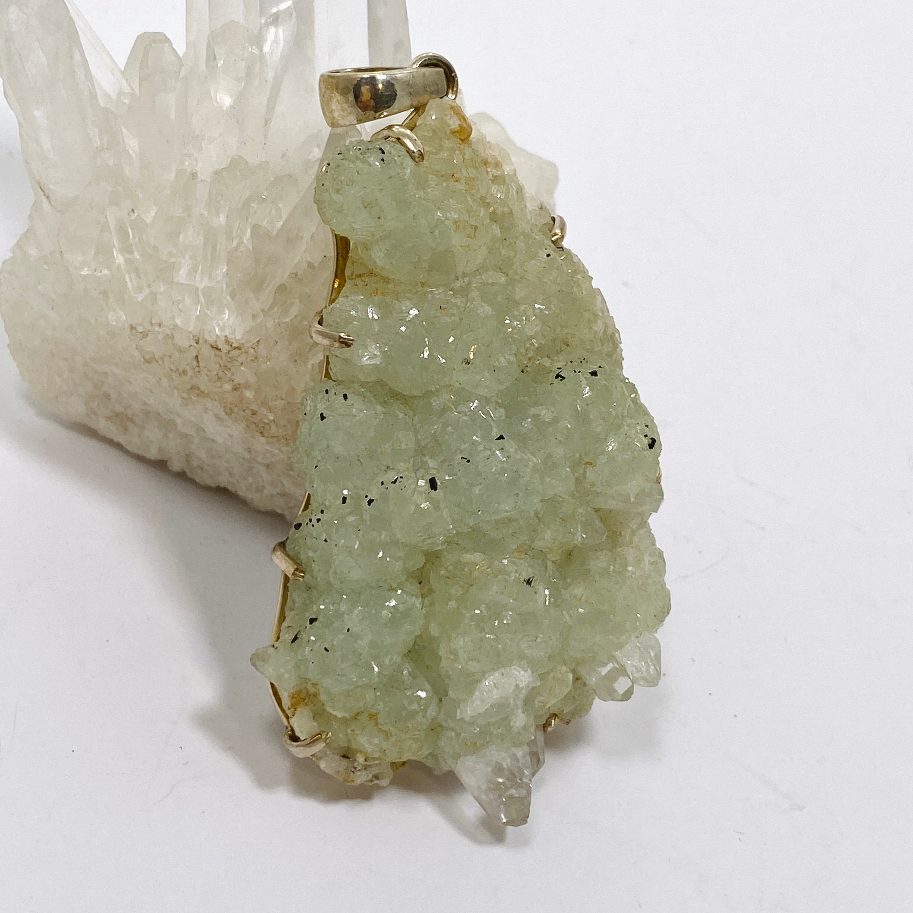 Natural Prehnite Raw Crystal Pendant Necklace - Healing Stone Jewelry for Women - Spiritual Energy & Chakra Balancing - Perfect for Meditation, Yoga & Gift Giving